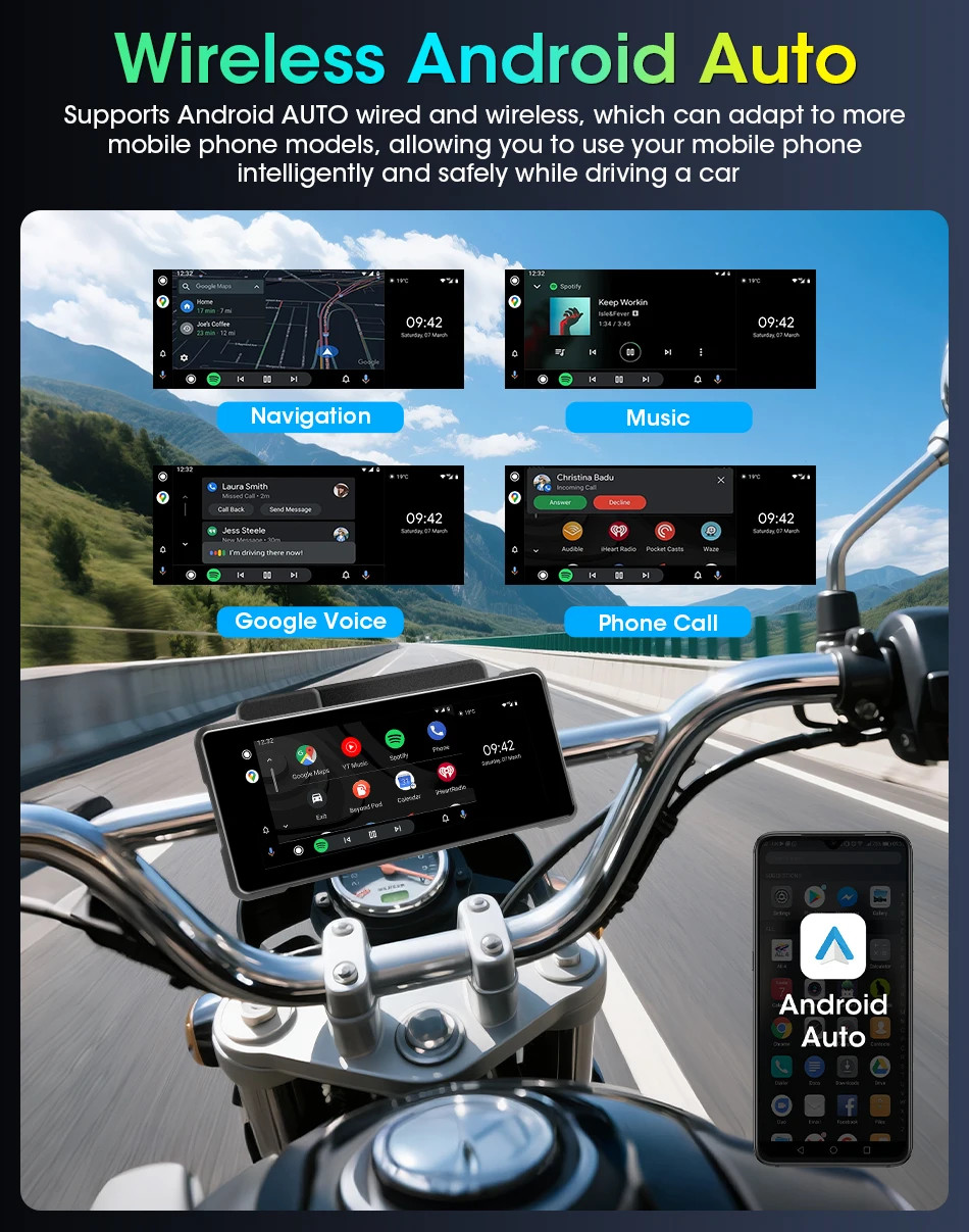 Janstie New Motorcycle CarPlayGPS Portable Digital Moto Dashboard Display Screen