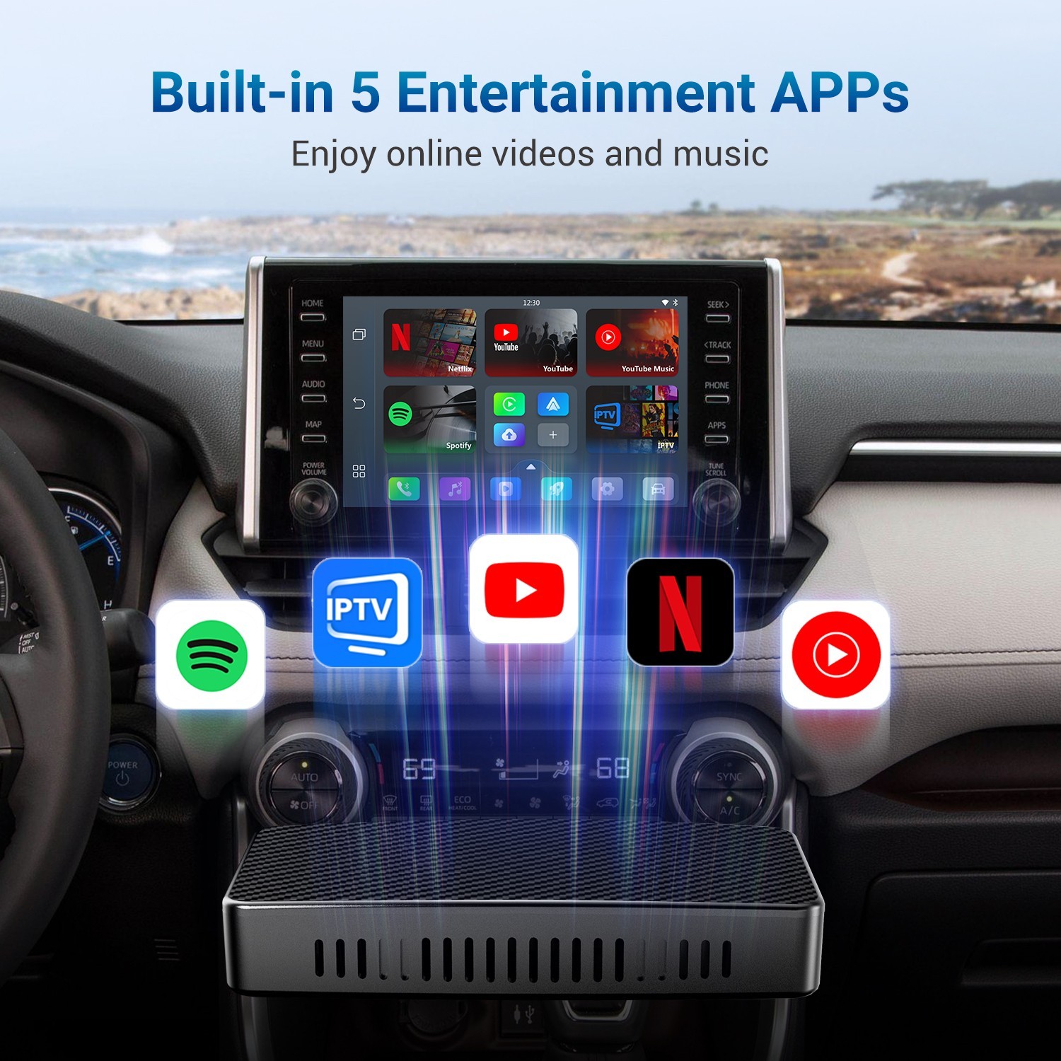 Wireless CarPlay AI Box Android Auto Adapter WIFI Converter with Netflix YouTube