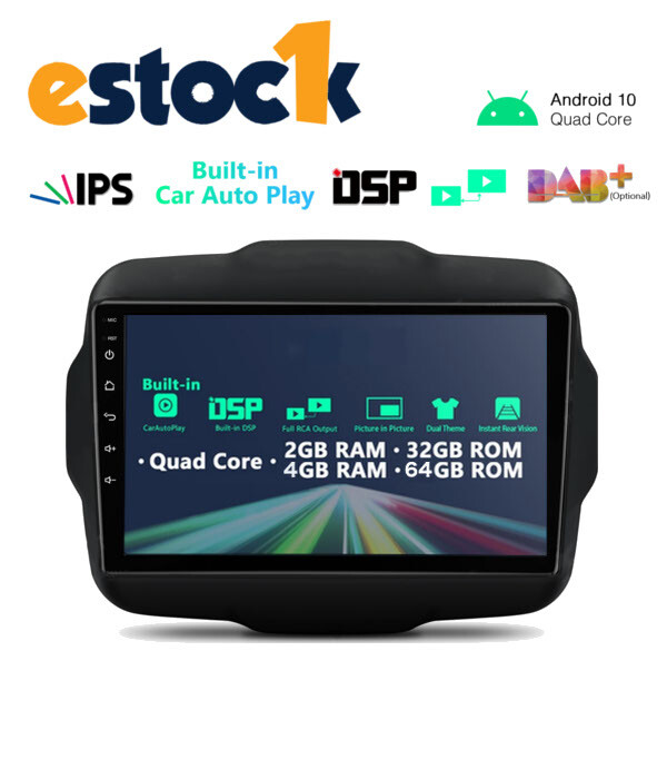 CAR TABLET ANDROID 14 FOR JEEP RENEGADE 2015-2018 4GB RAM 64GB ROM 9″ GPS