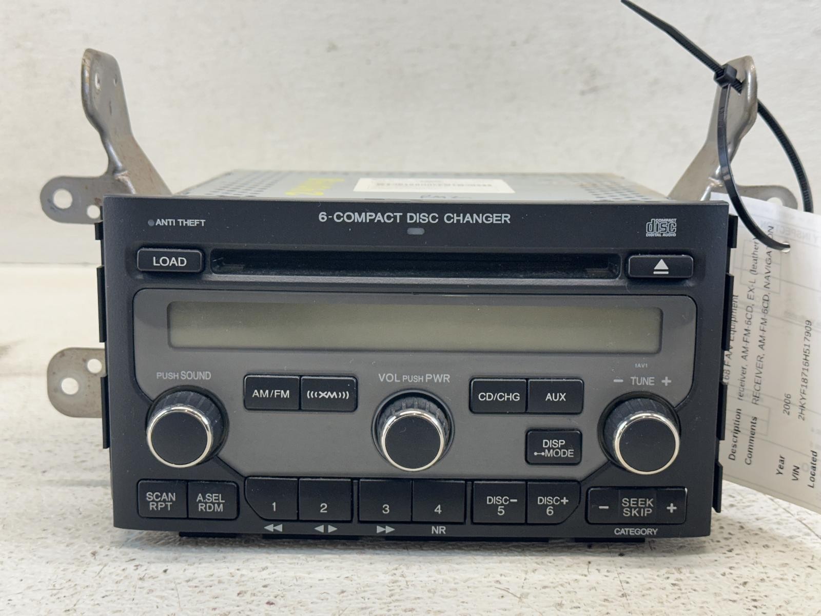 06 07 08 Honda Pilot Radio Receiver AM-FM-6CD W/ Nav. **May Need Programming**
