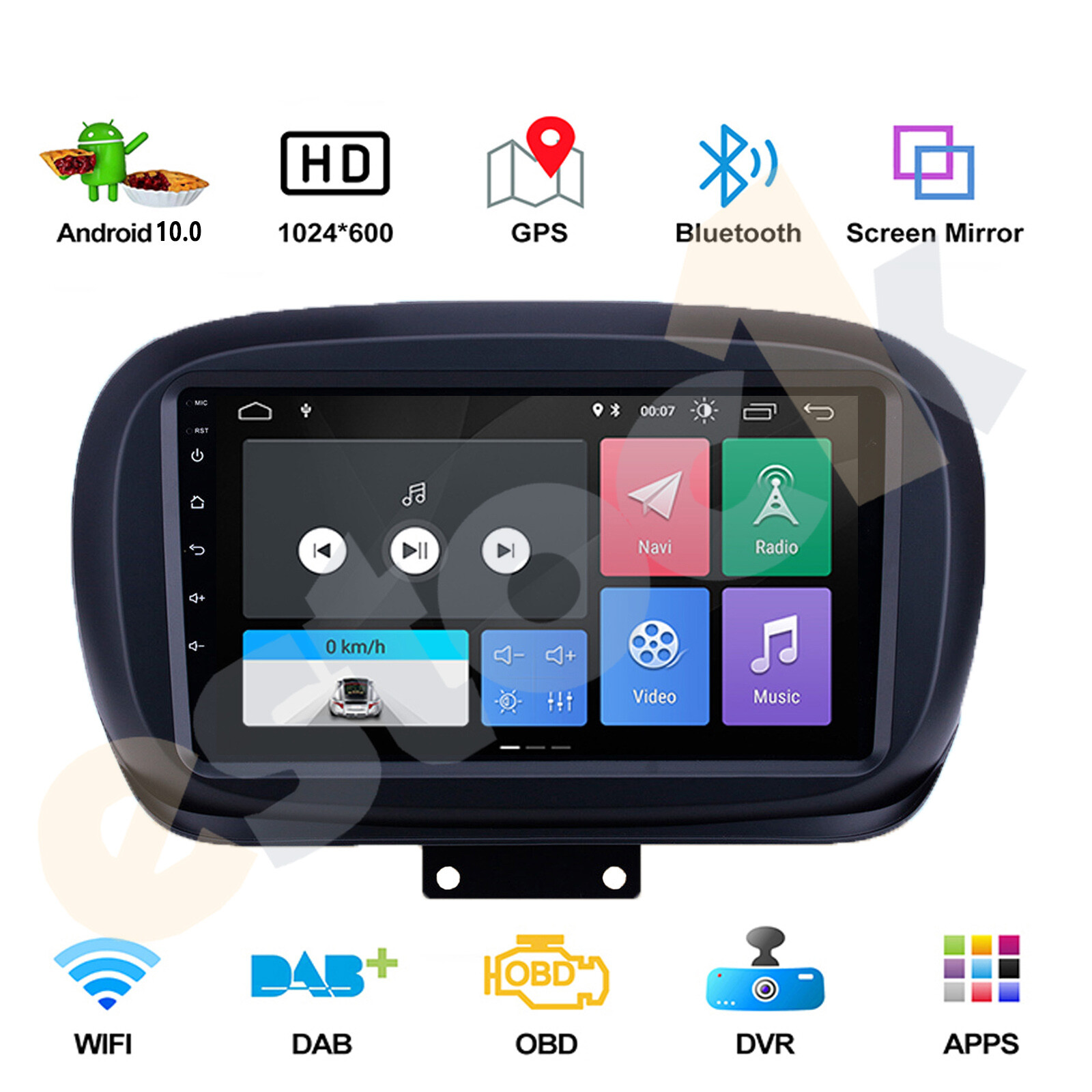 CAR TABLET FIAT 500X CAR RADIO ANDROID 14 2din 9″ 4GB RAM 64GB ROM WiFi CARPLAY