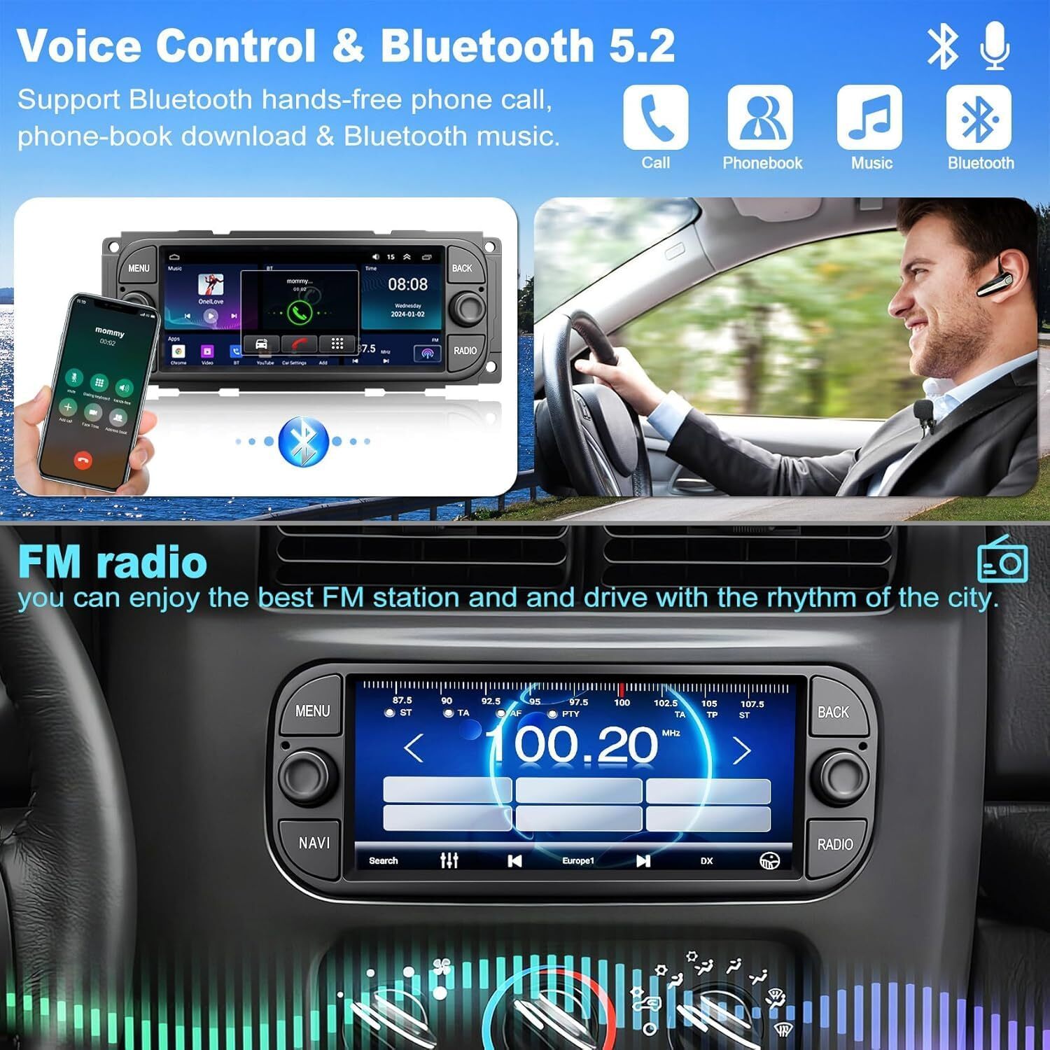 6.86″ Android 13 CarPlay For Chrysler PT Cruiser 2001-2005 Car Stereo Radio GPS