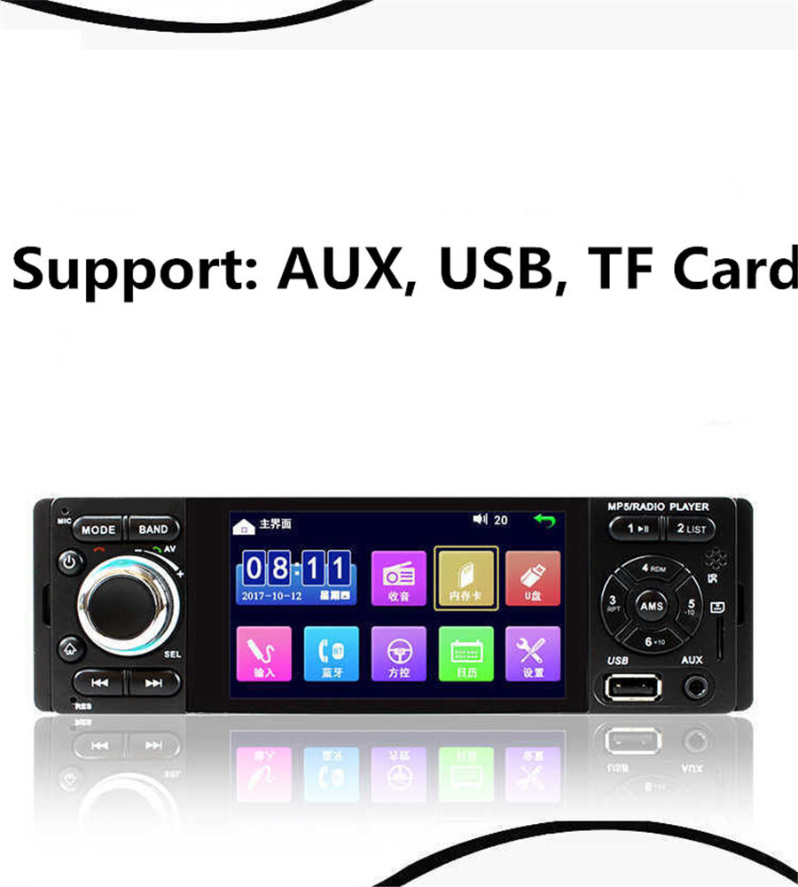 4.1″ Single Din Touchscreen Car Radio Audio Stereo Player MP5 USB TF BT AUX 12V