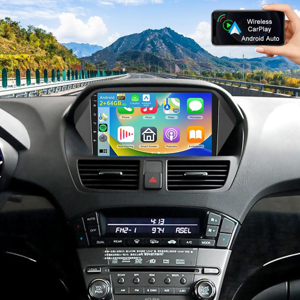 For Honda Acura MDX 2007-2013 Android 15 Carplay Car Stereo Radio GPS NAV 2+64GB