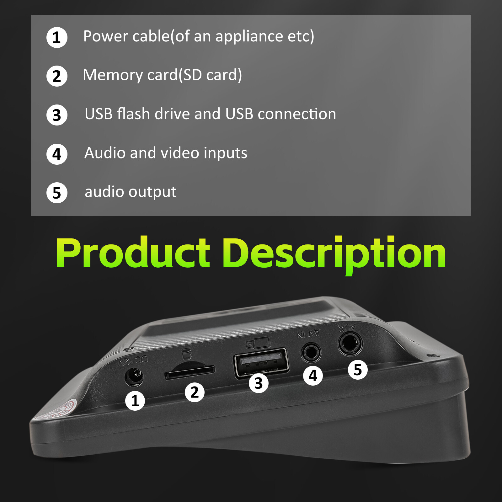 7″ Portable Carplay IOS/Android Auto Play Stereo FM Radio Touch Screen Bluetooth