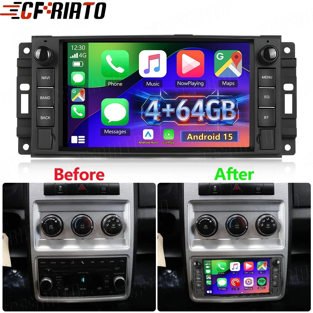 For 2009 2010 Dodge Journey Android 15 Carplay Car Stereo Radio GPS Navi 4+64GB