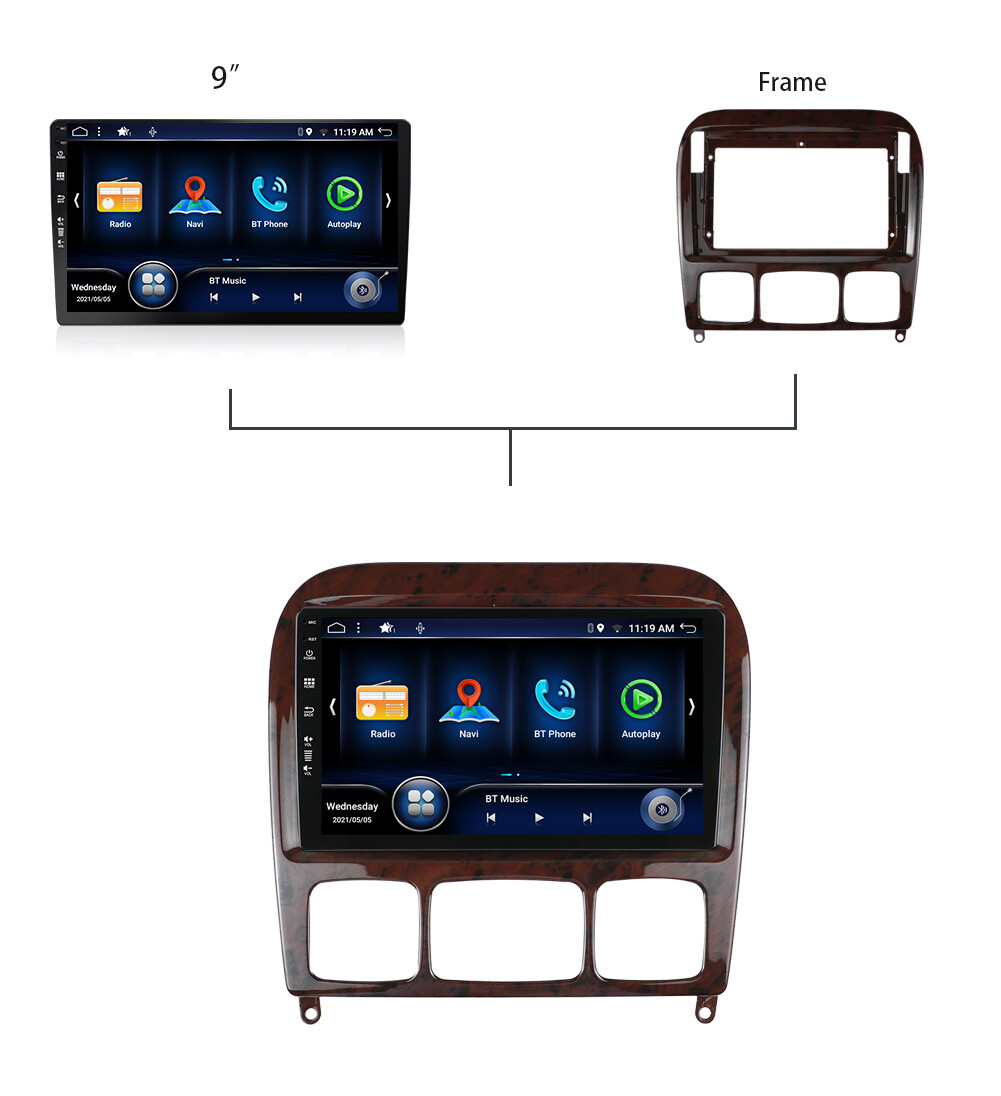 For Mercedes-Benz S Class W220 CAR PLAY ANDROID 14 AUTO CAR STEREO HEAD UNIT AHD