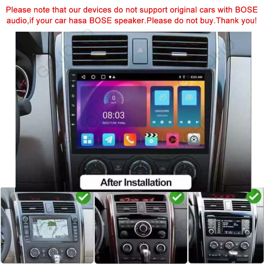 Car Stereo For 2007-2015 Mazda CX-9 Apple CarPlay Radio Android 13 GPS Navi WIFI