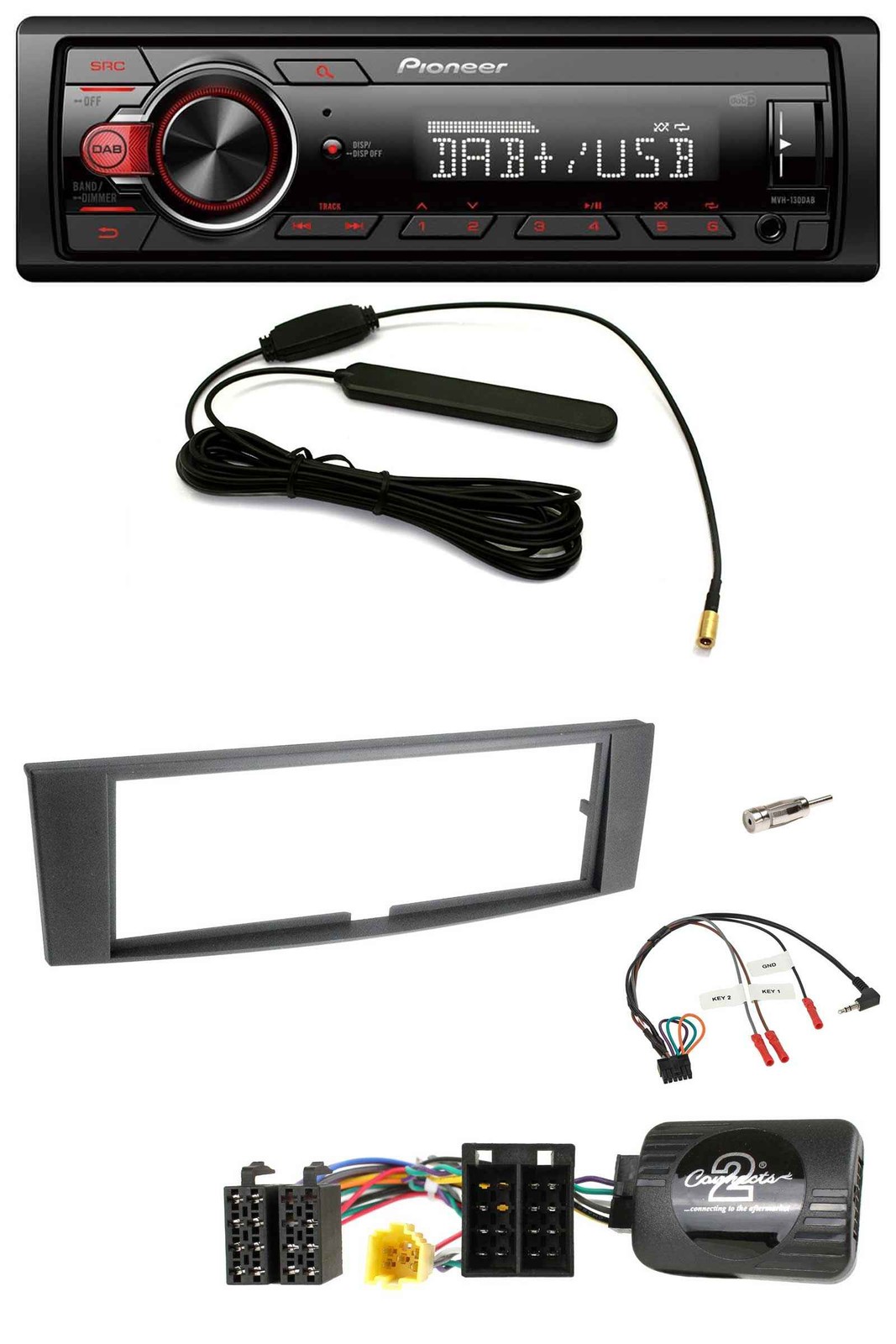 Pioneer MP3 DAB 1DIN Steering Wheel USB Car Stereo for Renault Laguna II 2005-2007