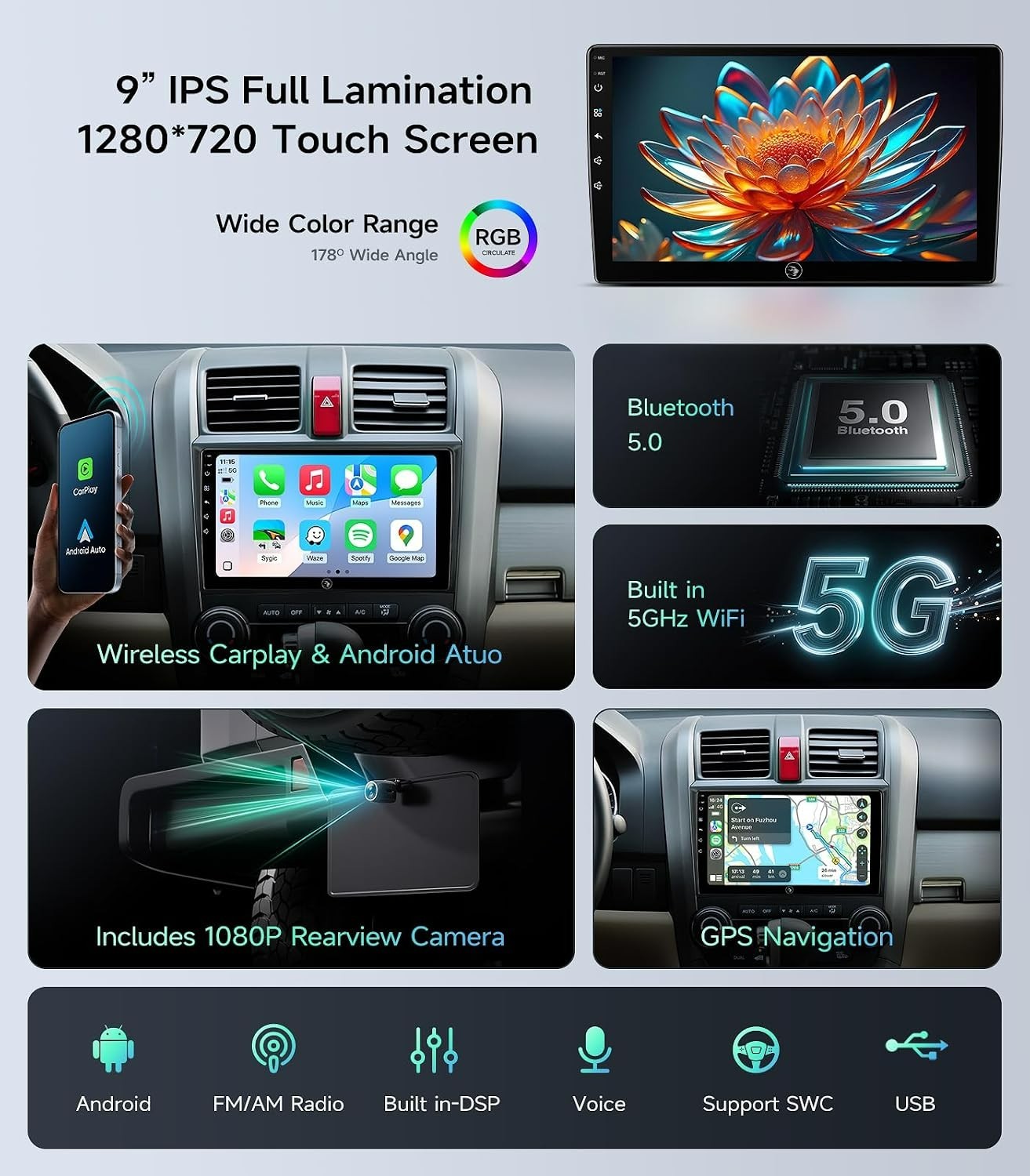 *NEW* Honda CR-V 2006-2011 Stereo Wireless CarPlay & Android Auto 9-inch 2+64G