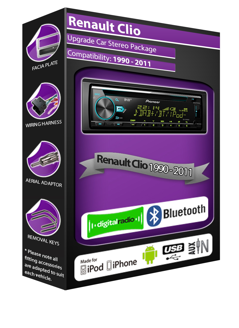Renault Clio DAB radio, Pioneer car stereo CD USB AUX in player, Bluetooth kit