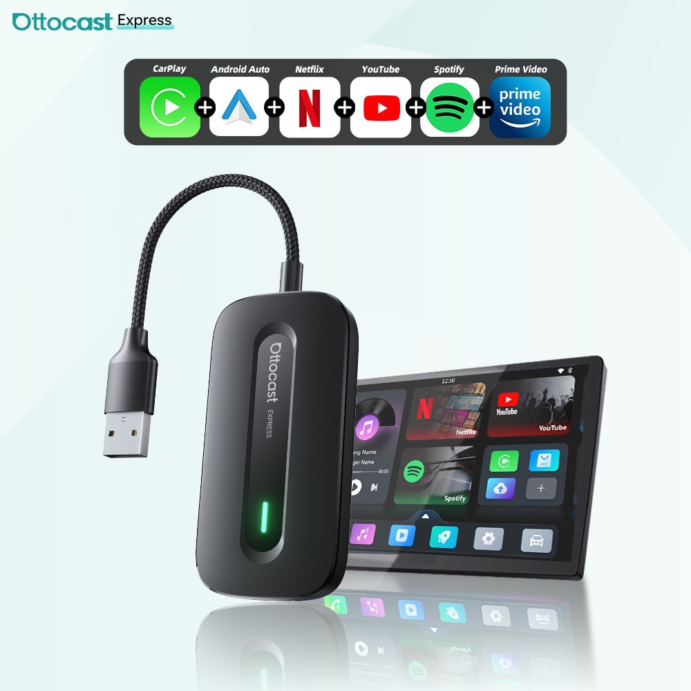 Ottocast Express Multimedia Aibox Wireless CarPlay Adapter Android Auto WIFI 5G