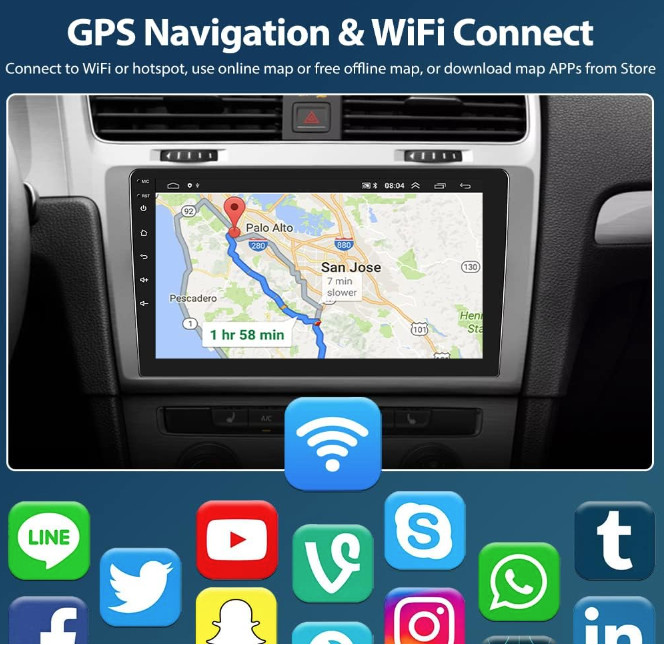 10.1″ Double 2 Din Car Radio Android 13 GPS WIFI BT Carplay Touch Screen Stereo