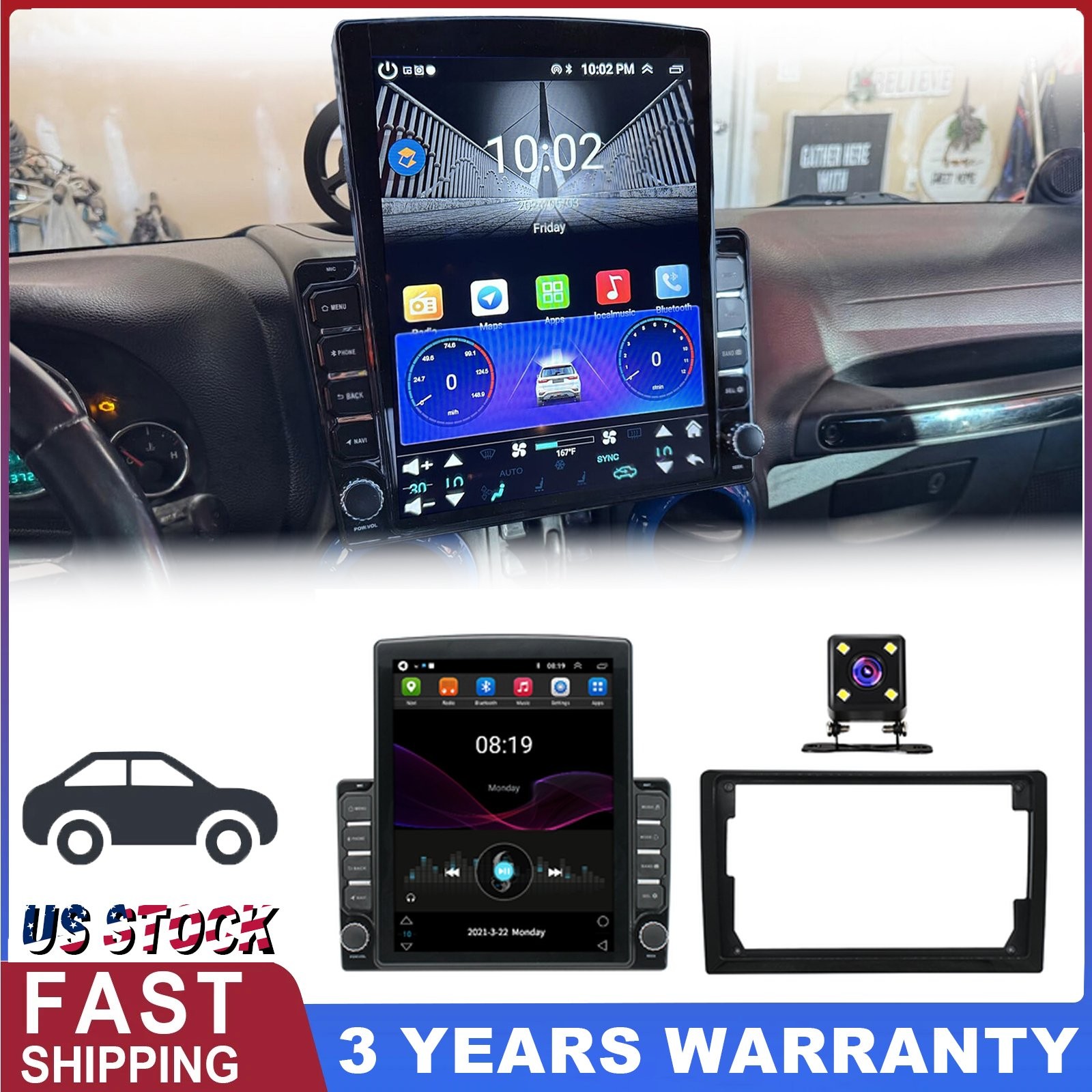 For Jeep Wrangler JK 2007-2018 Wireless Car play Stereo Radio Android 13 GPS NAV