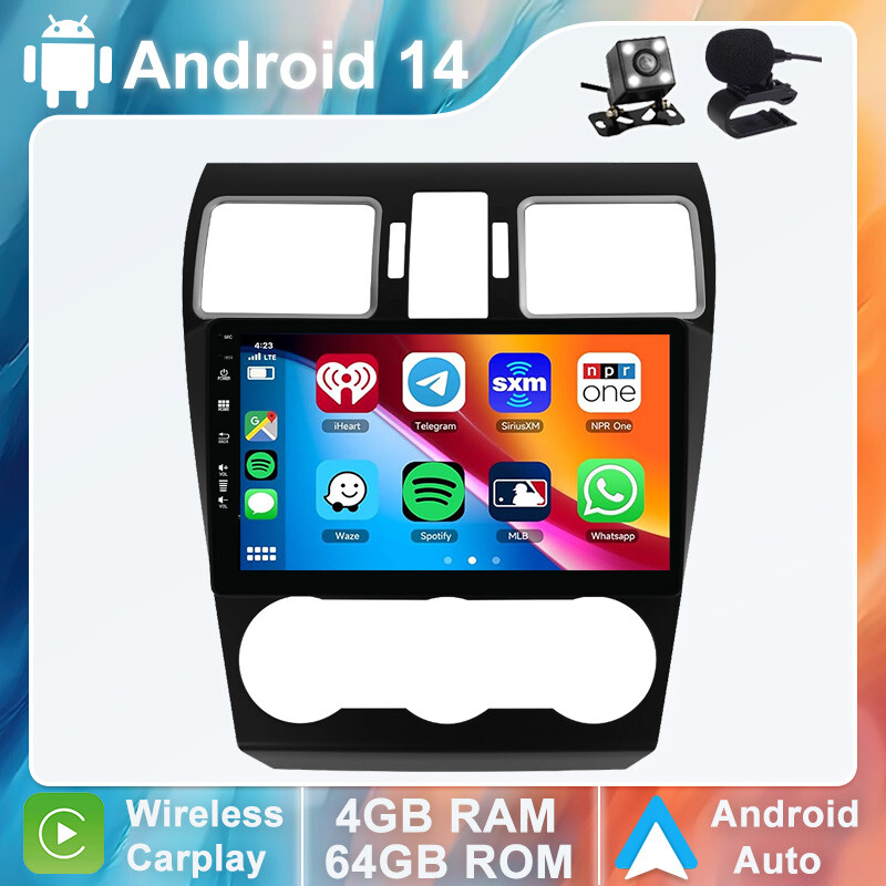 CarPlay Android 14 Auto Car Stereo GPS Navi For Subaru Forester XV WRX 2015-2018