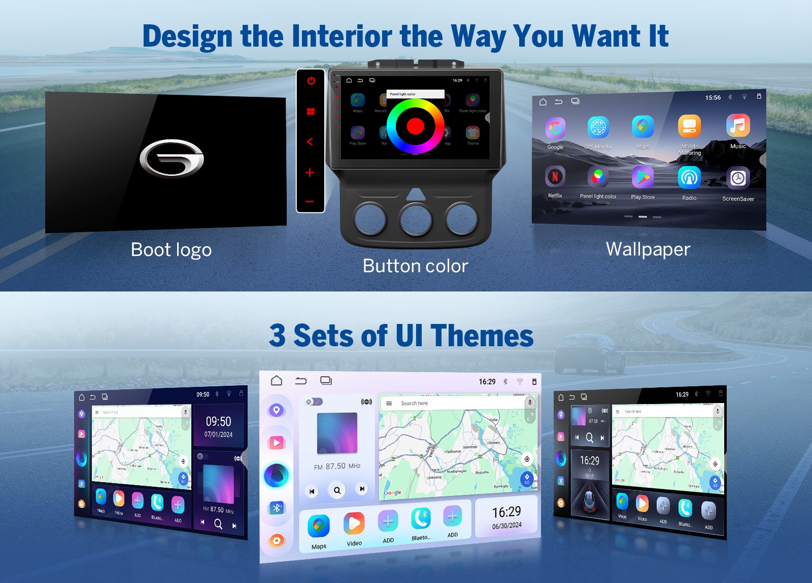 Android 14 Auto 9″ IPS Touch Car Radio Stereo CarPlay GPS DSP WiFi For RAM 3500