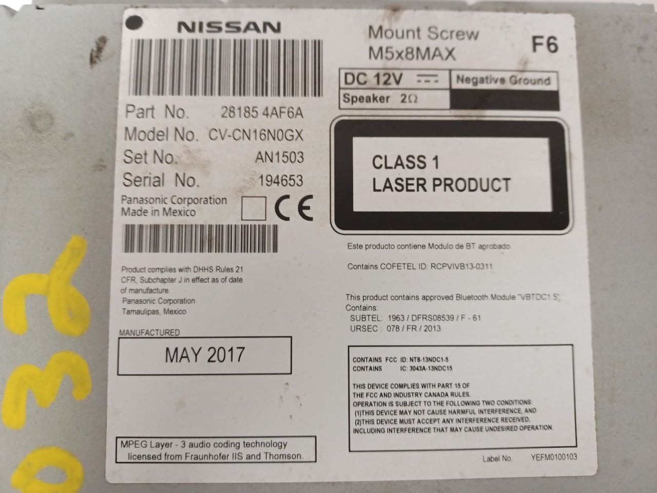 Audio Equipment Radio Receiver Am-fm-cd-receiver Sedan Fits 15-18 VERSA 2149614
