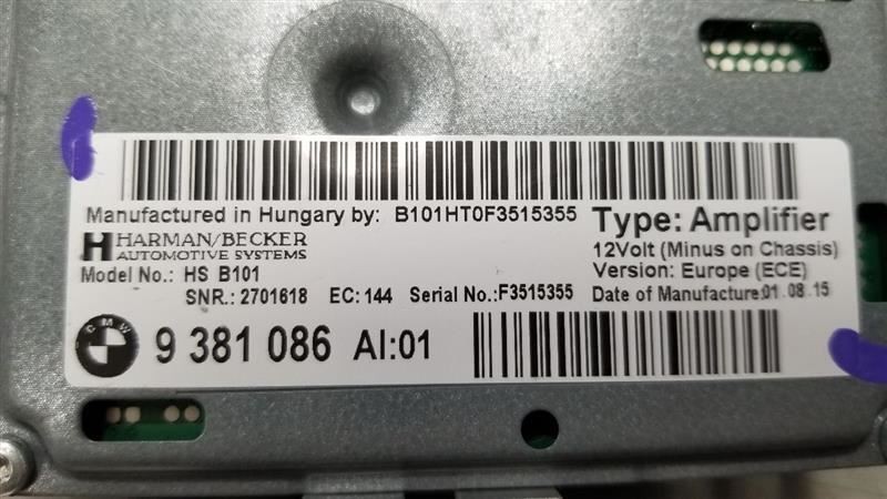 16 BMW M6 F12 HARMAN BECKER RADIO AUDIO SUBWOOFER AMPLIFIER AMP 9381086