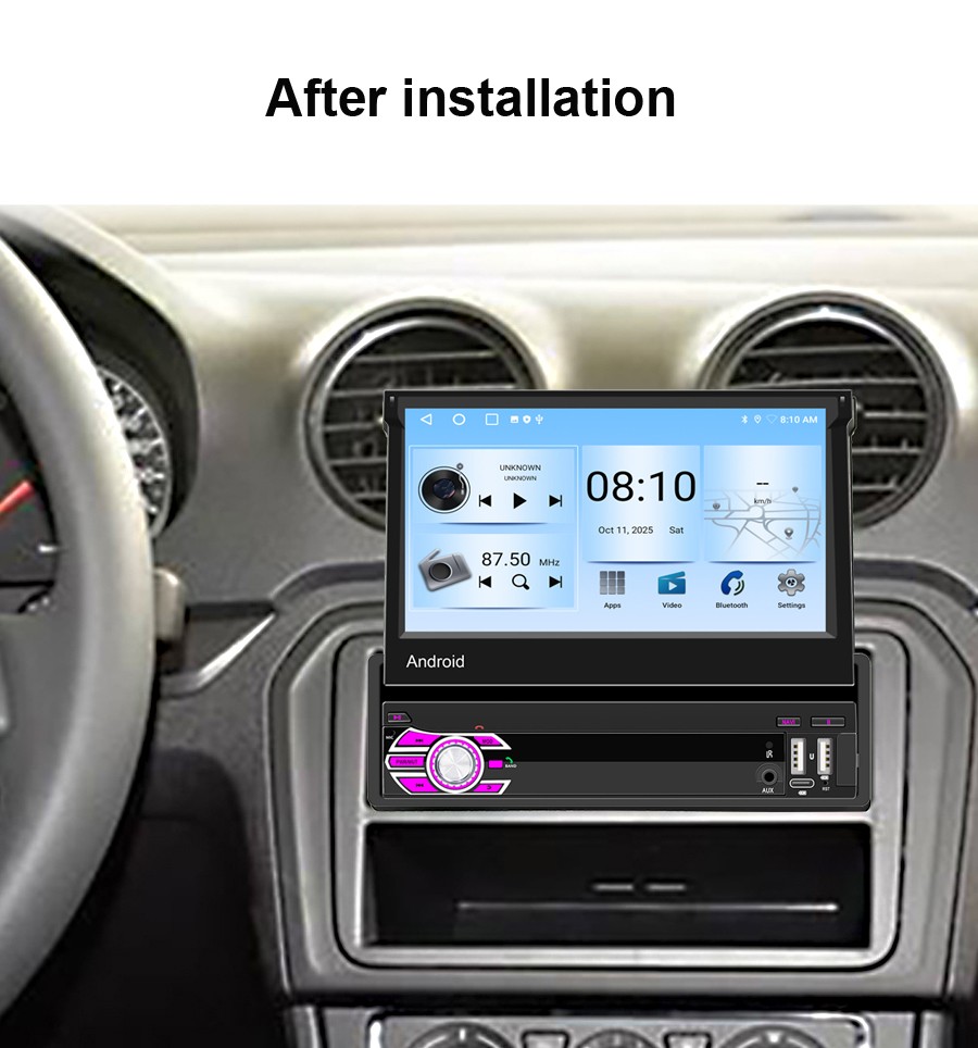 Universal 1DIN Android Car Radio Bluetooth GPS Sat Nav USB DAB+ CarPlay WIFI 64GB