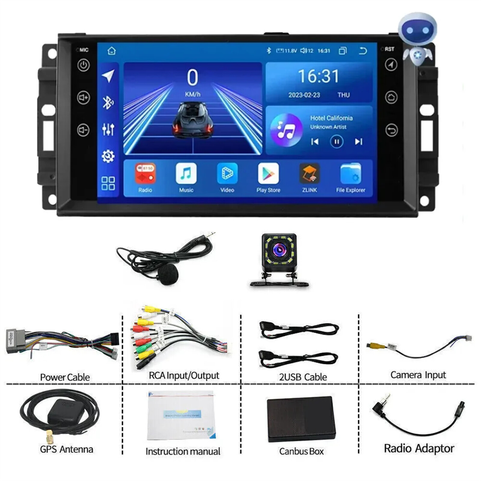 7” CarPlay Android 13 Car Stereo Radio GPS FM For 2011-2014 Chrysler 200