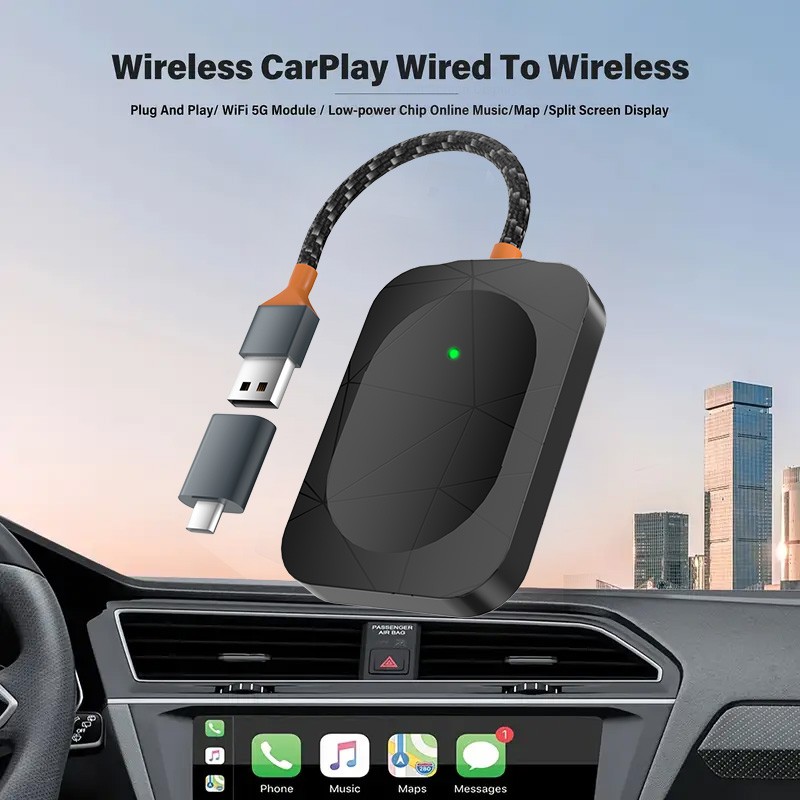 Wireless USB CarPlay Adapter Wireless Carplay Dongle For IOS / Android Plug&Play