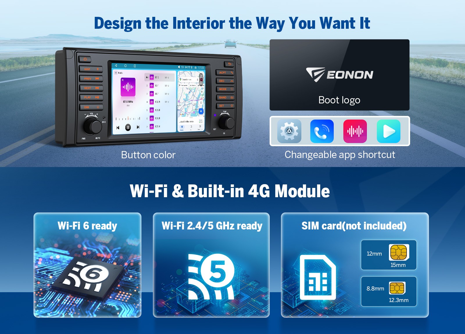 7″ QLED Android 14 6+64 8-Core Car GPS Radio Stereo CarPlay DSP WiFi for BMW E39