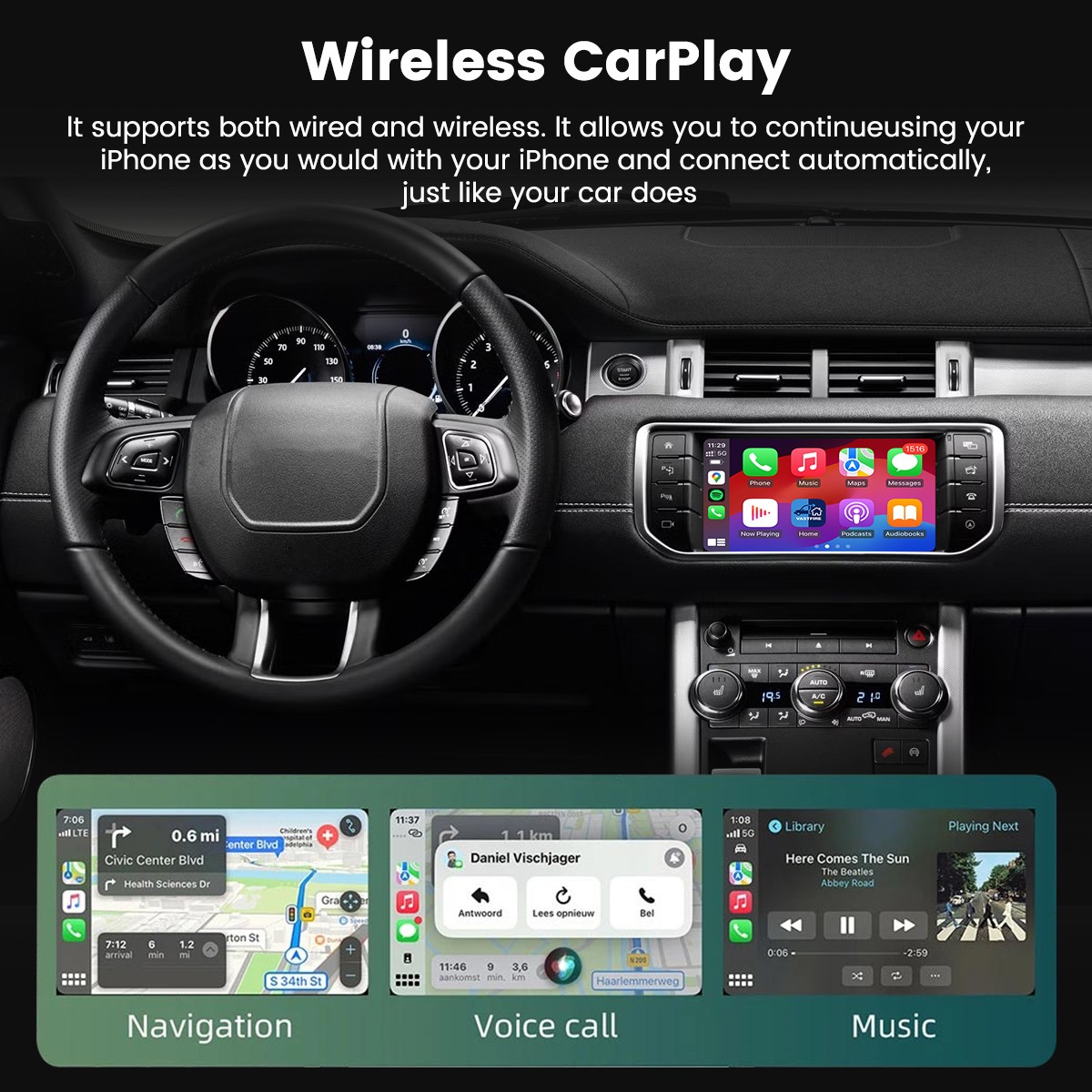 Wireless Carplay Android Auto Decoder Module For Range Rover Evoque 8″ Screen