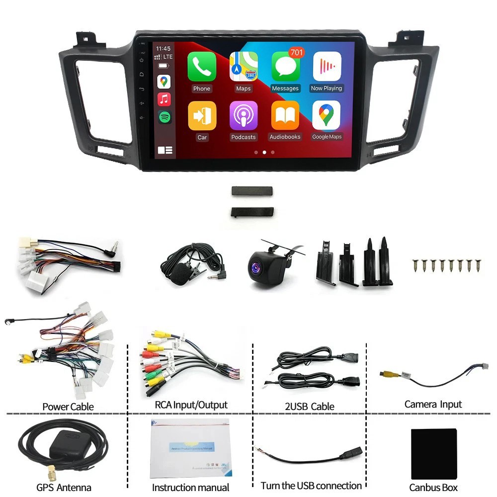 4+64G For 2013-2018 Toyota RAV4 Android 15 Carplay 8 Core Car Stereo Radio GPS
