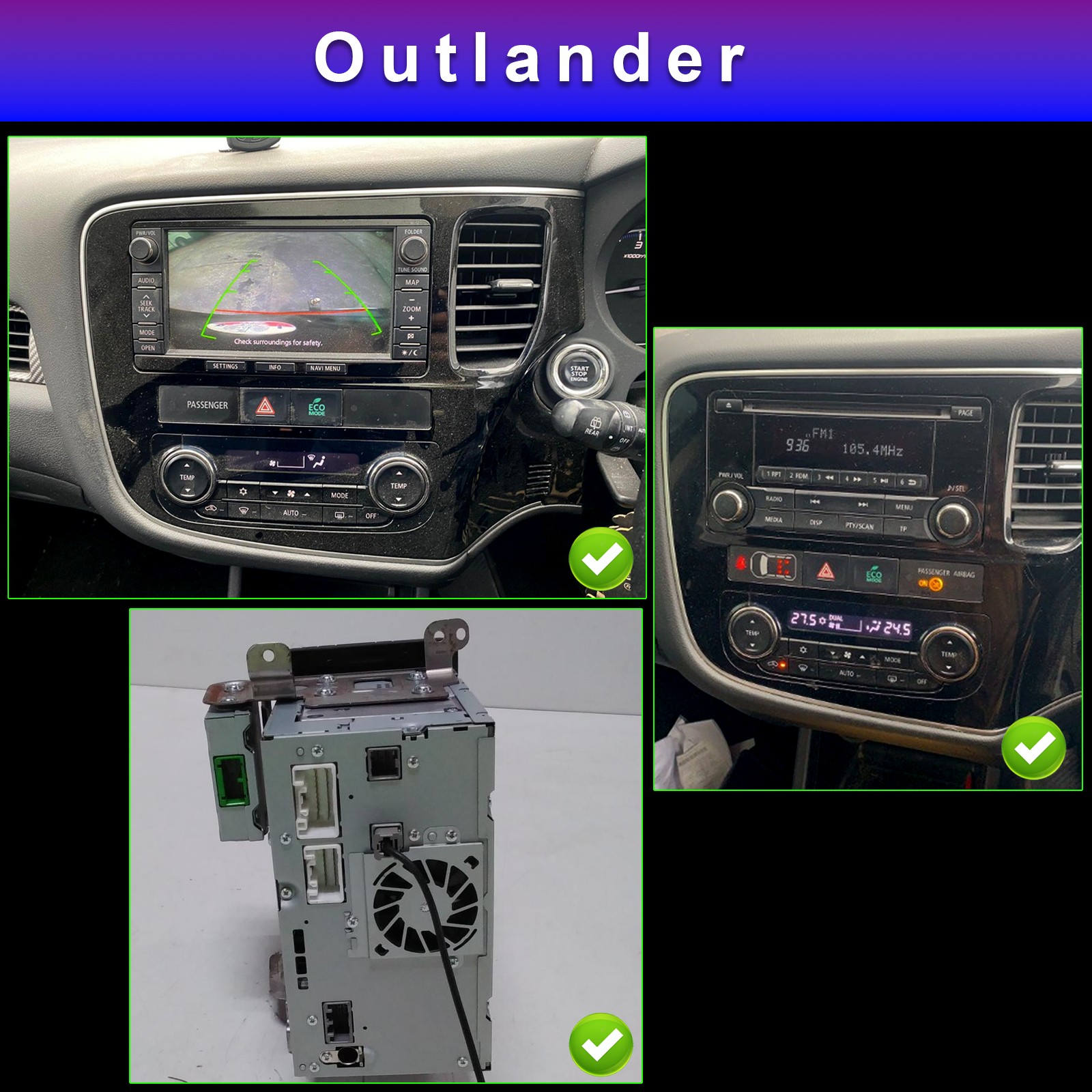 For 2018-2021 Mitsubishi Outlander Carplay Android 14 Car Stereo Radio Navi GPS