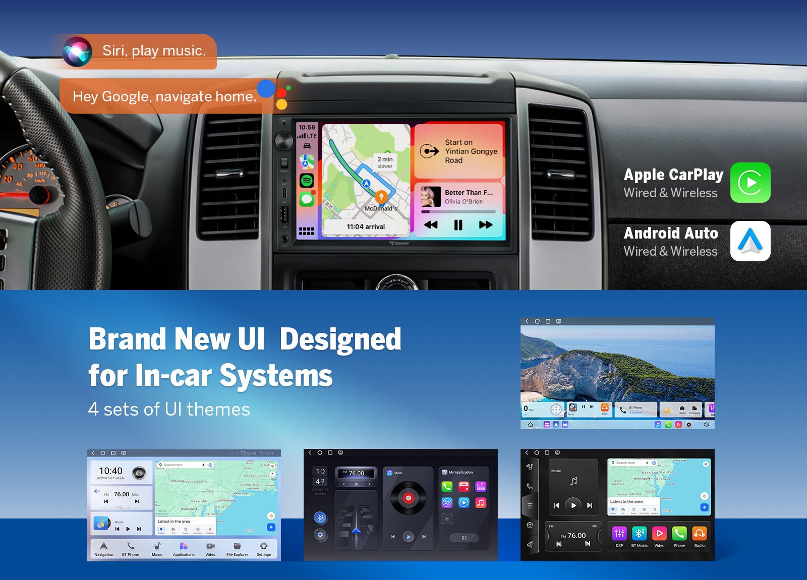 7″ QLED Car Stereo 6+64 Android 13 Double Din Radio GPS Navi WiFi DSP CarPlay 4G