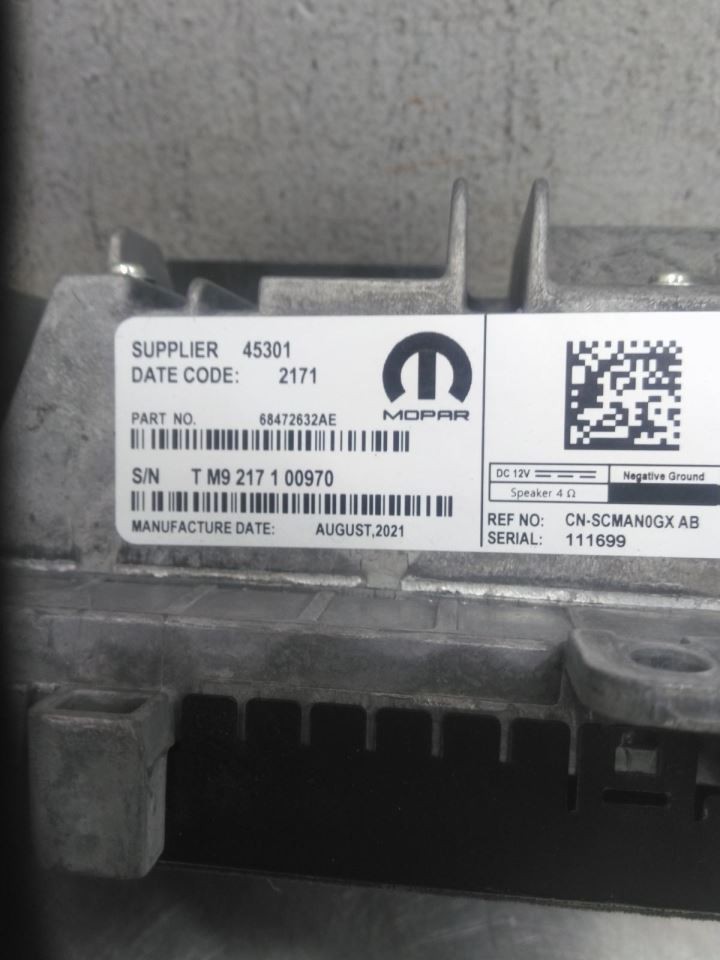 Audio Equipment Radio Display And Receiver Uconnect 4C Fits 21-22 300 1122449