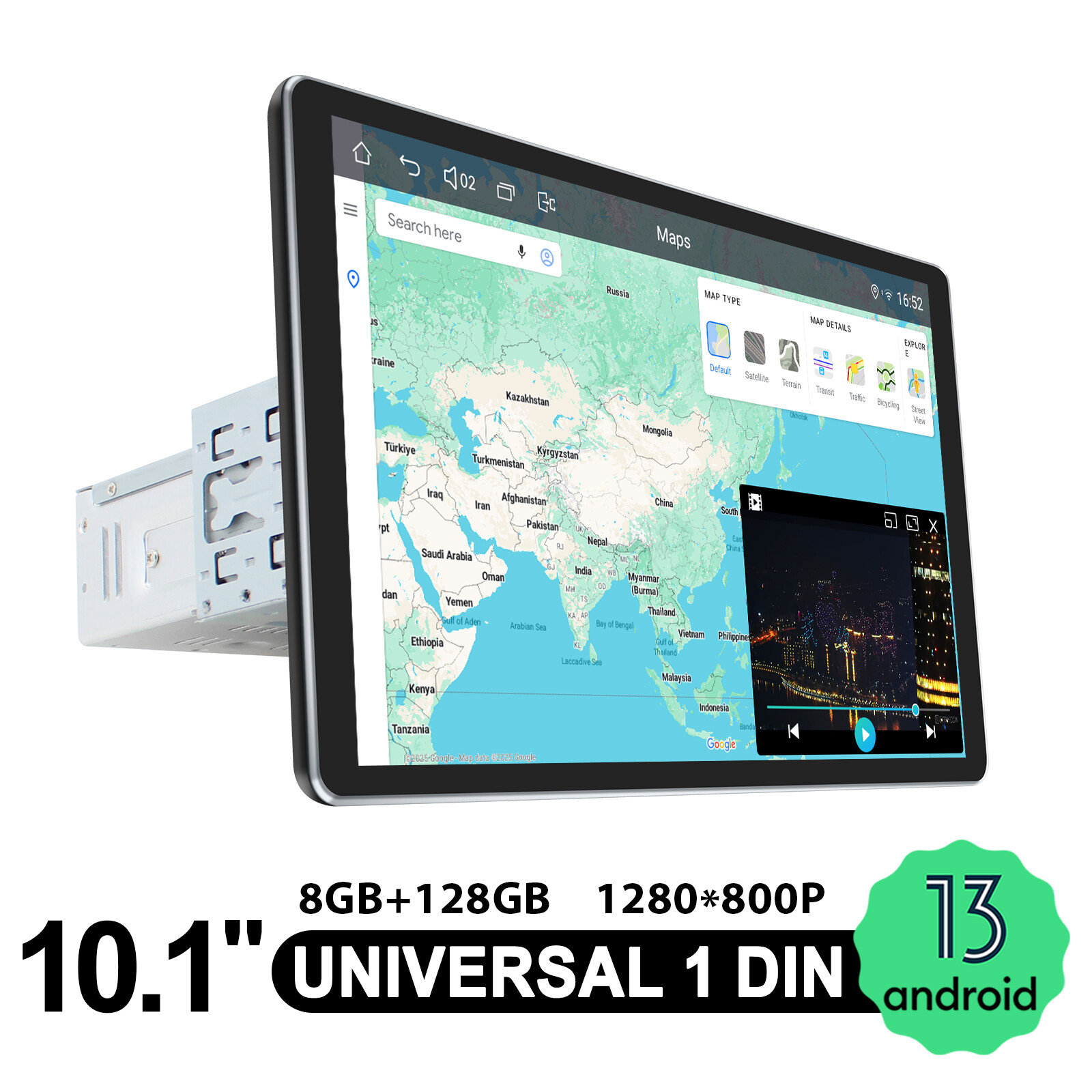 USA JOYING 10.1″ HD Android 1 DIN Car Radio 8+128GB GPS Nav, Carplay, FM Radio