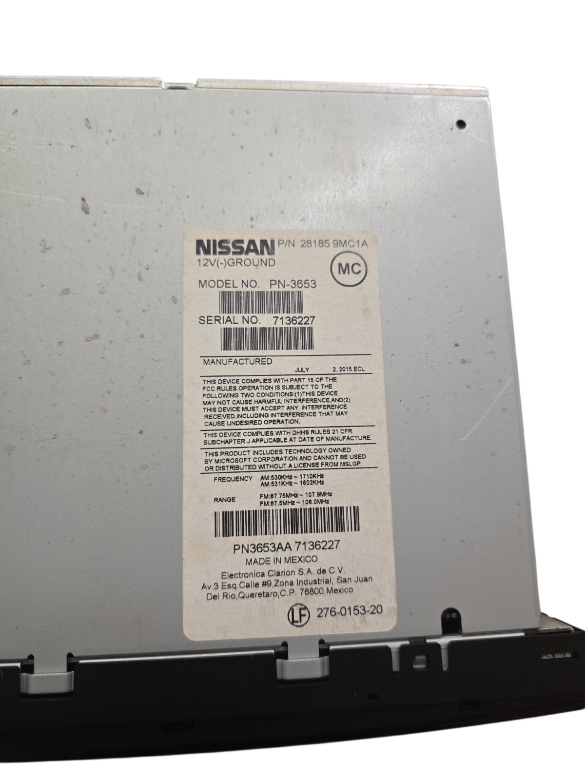 Nissan Sentra Versa 2014-2018 CD Player AM/FM Model PN-3653 Factory OEM Stereo