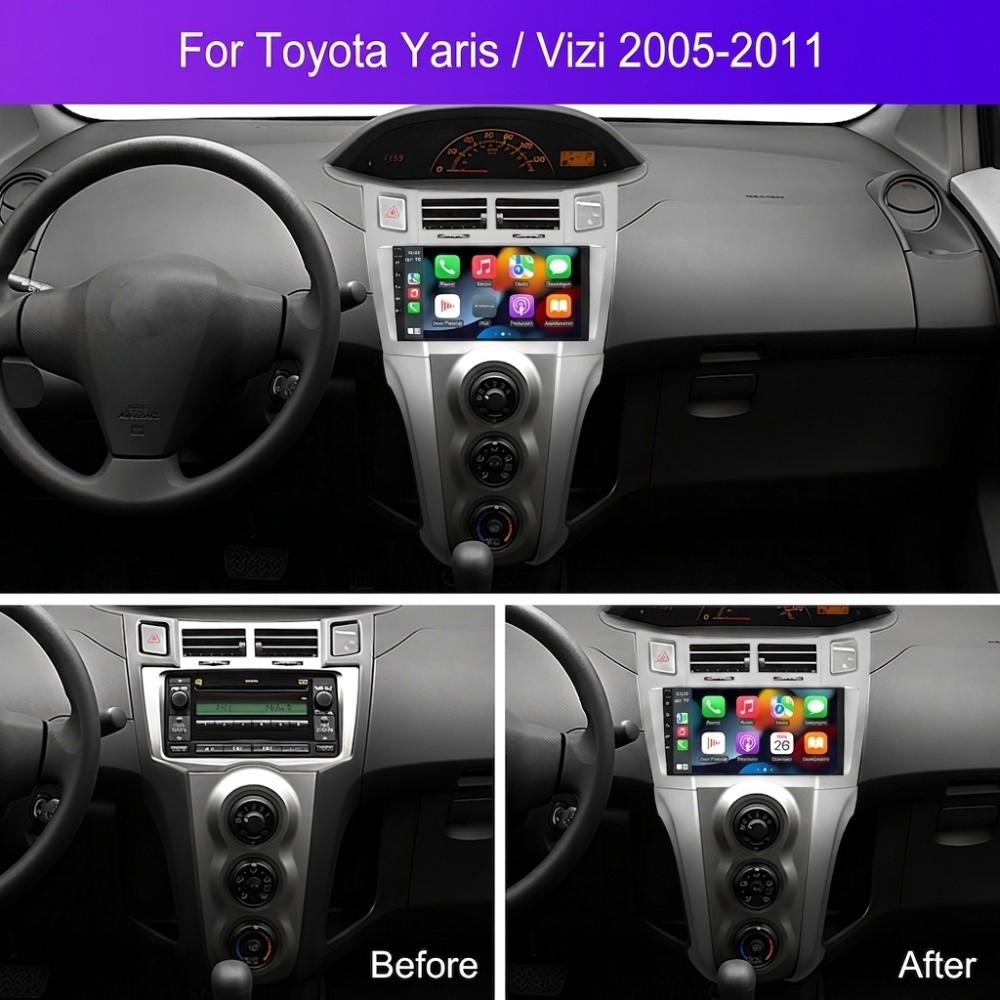 4GB+64GB Carplay Android 15 For Toyota Yaris 2007-2011 Car Radio Stereo GPS Navi