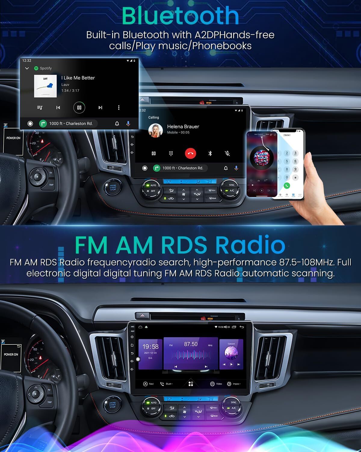 For 2013-2018 Toyota RAV4 Apple Carplay Car Stereo Radio GPS Android 13 4+64GB