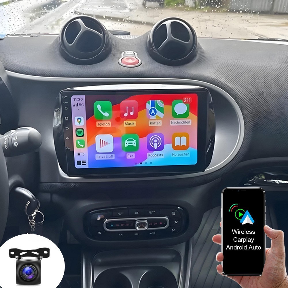 For Benz Smart Forfour Fortwo 453 4+64GB Carplay Car Radio Android 15 WIFI CAM