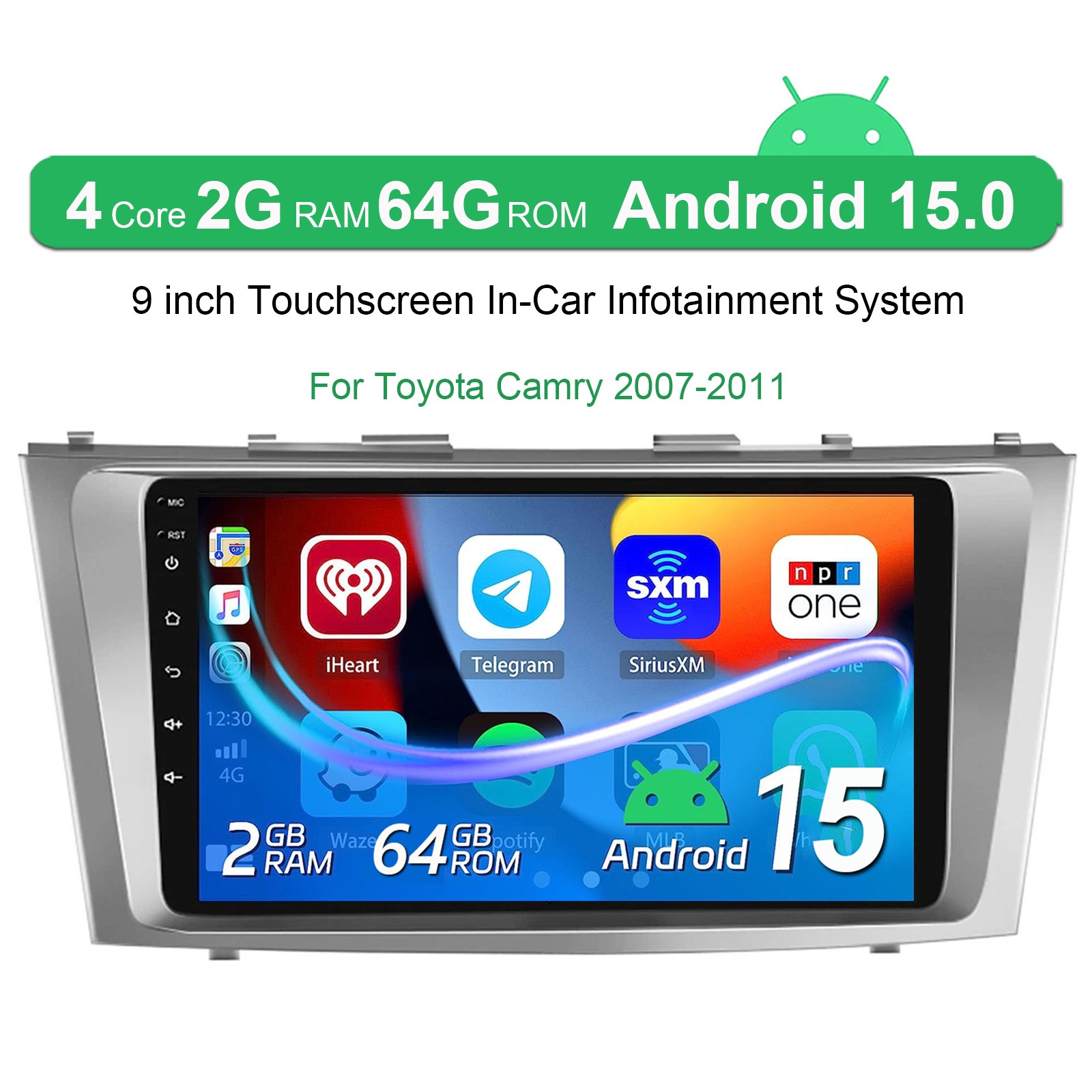 For 2007-2011 TOYOTA CAMRY 9″ Carplay Android 15 Car Stereo Radio GPS Navi 2+64G