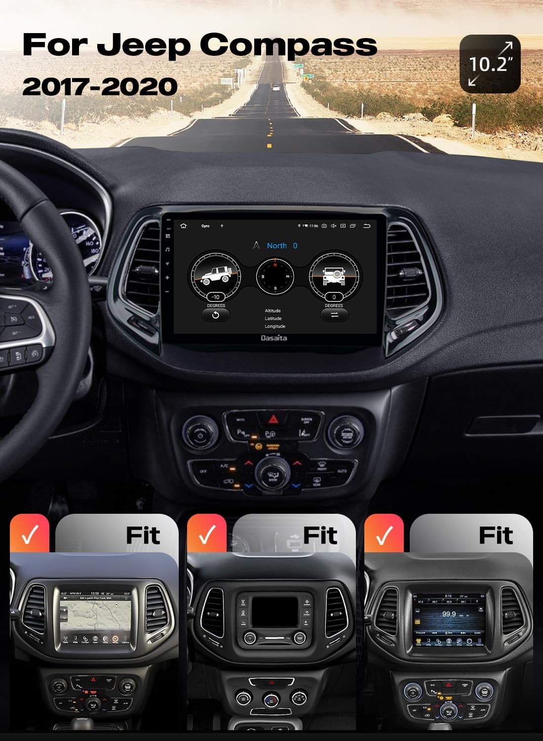 Dasaita 10.2″ Car Stereo Jeep Compass 2017-2020 CarPlay Android Auto Head units