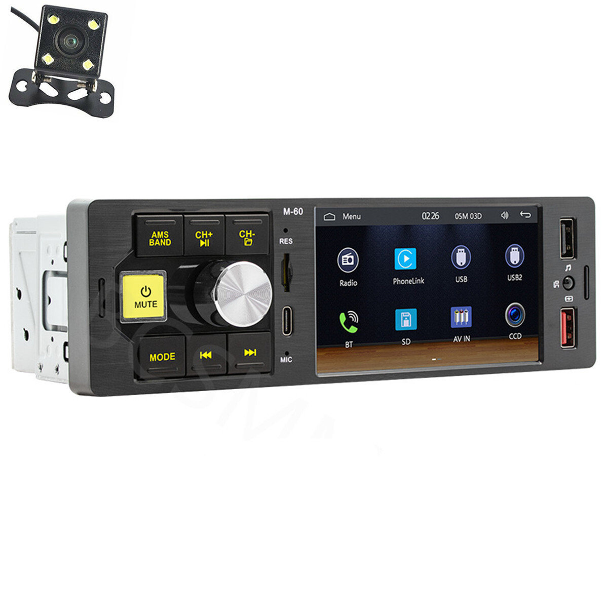 Car Stereo Radio MP5 Player Bluetooth Single 1Din FM For Carplay USB W/Camera