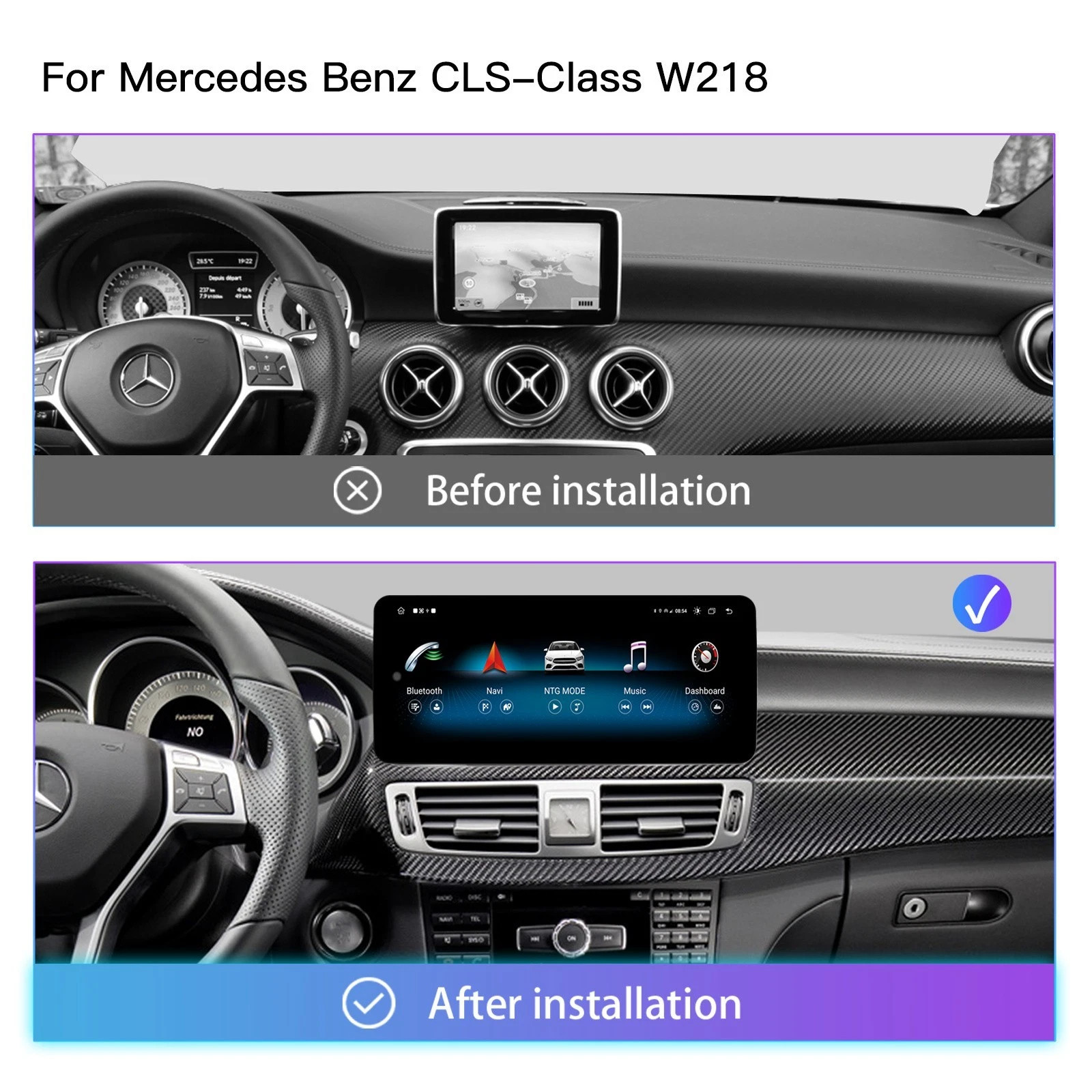 8Core 64G 12.3″ Android 13 for Mercedes Benz CLS GLA CLA W218 2014-2017 Carplay