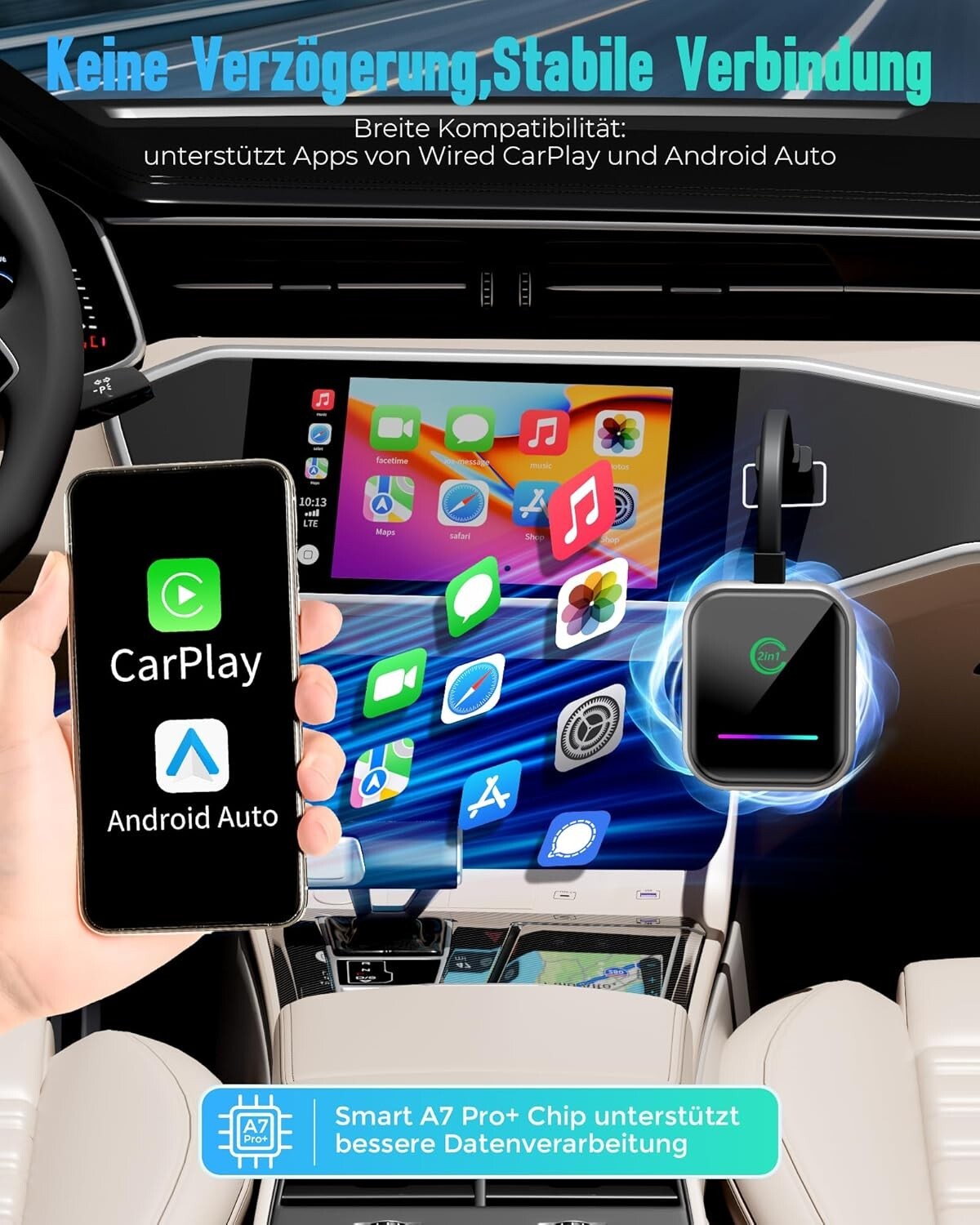 CarPlay Wireless Adapter Dongle Plug and Play Wired Cars for iOS Android B1028