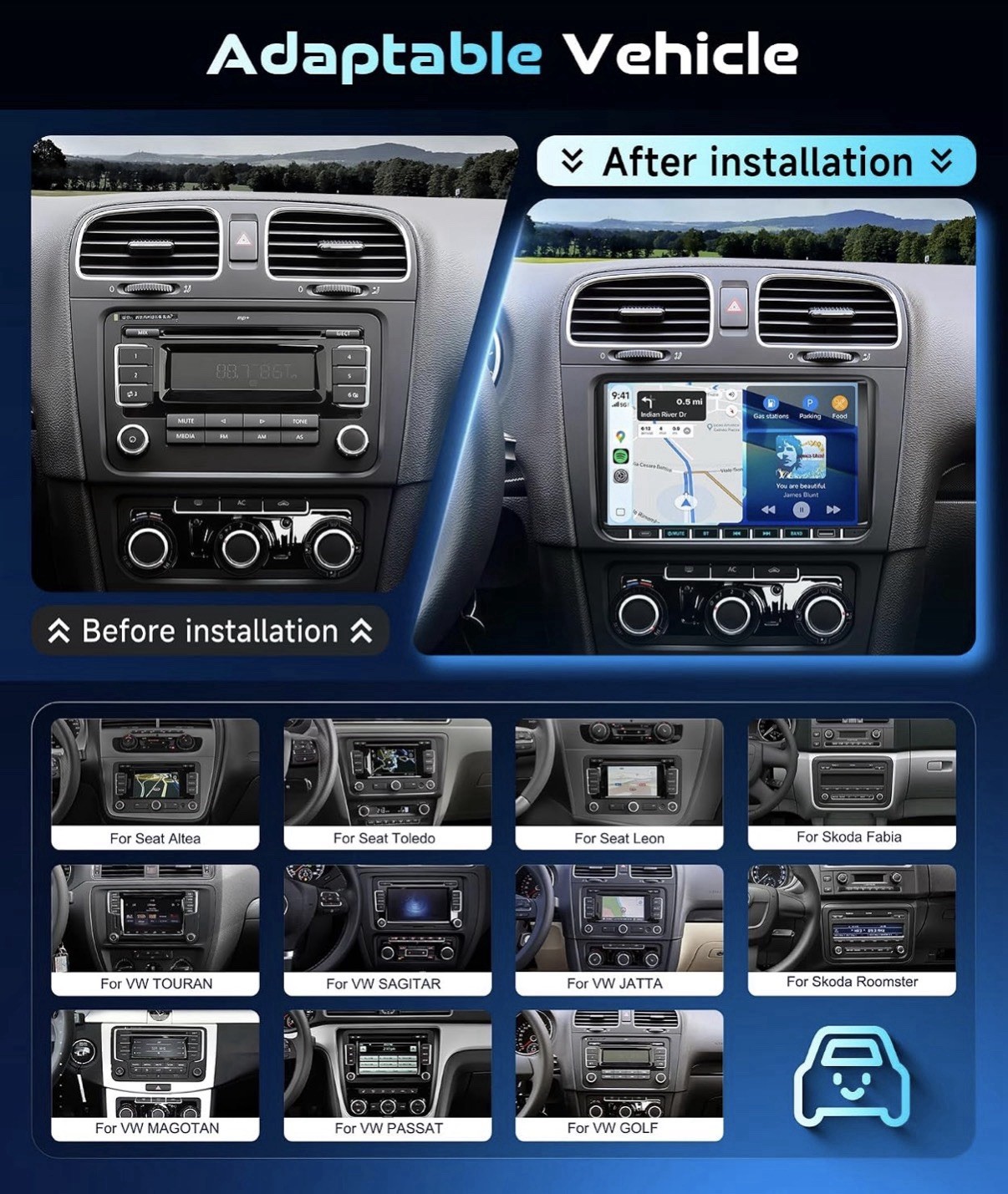 4+64G Carplay for Volkswagen Jetta Passat Beetle Tiguan Car Radio Android Auto