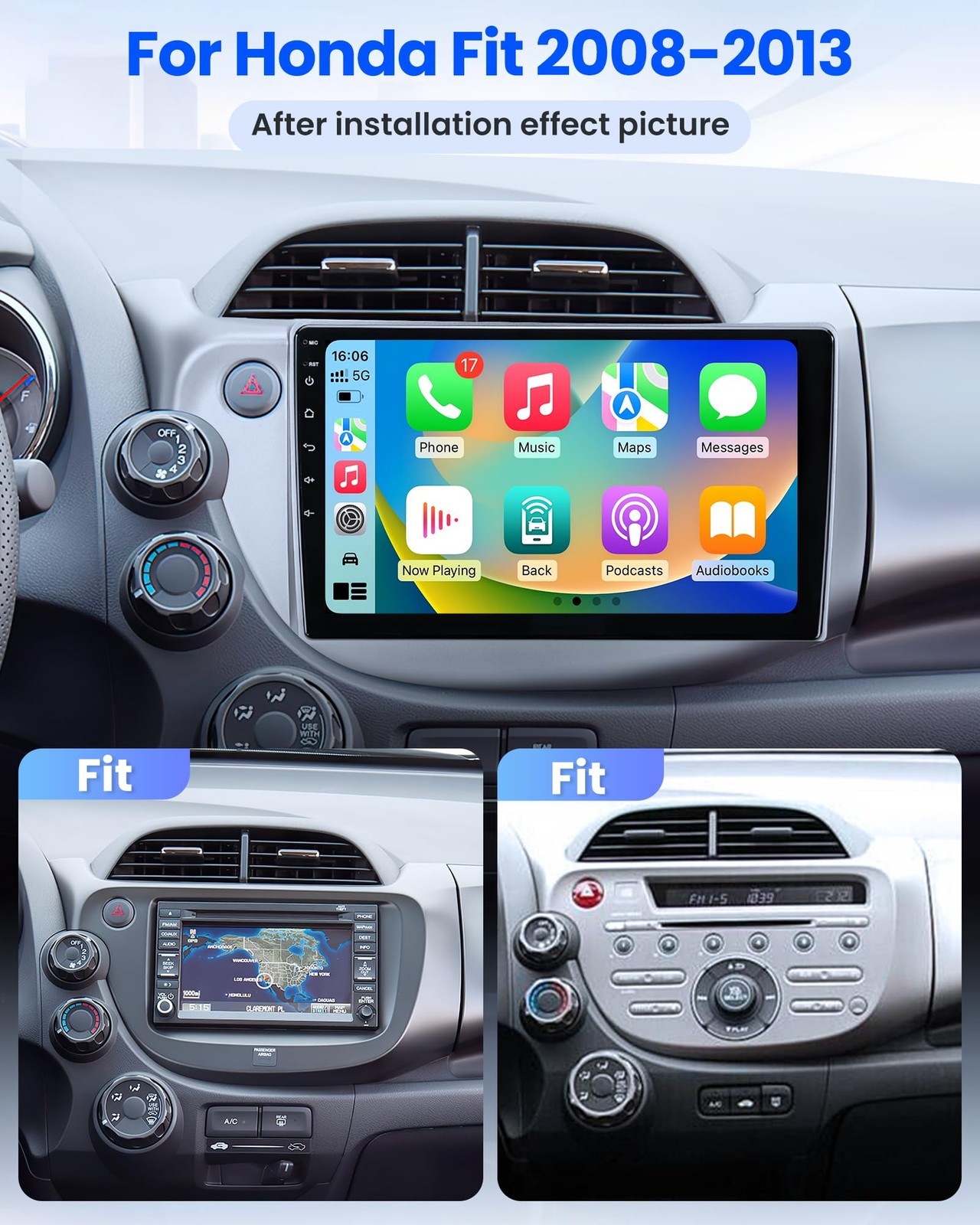 10” Android Car Stereo Radio WiFi Apple CarPlay GPS For Honda Fit 2009-2013 64G