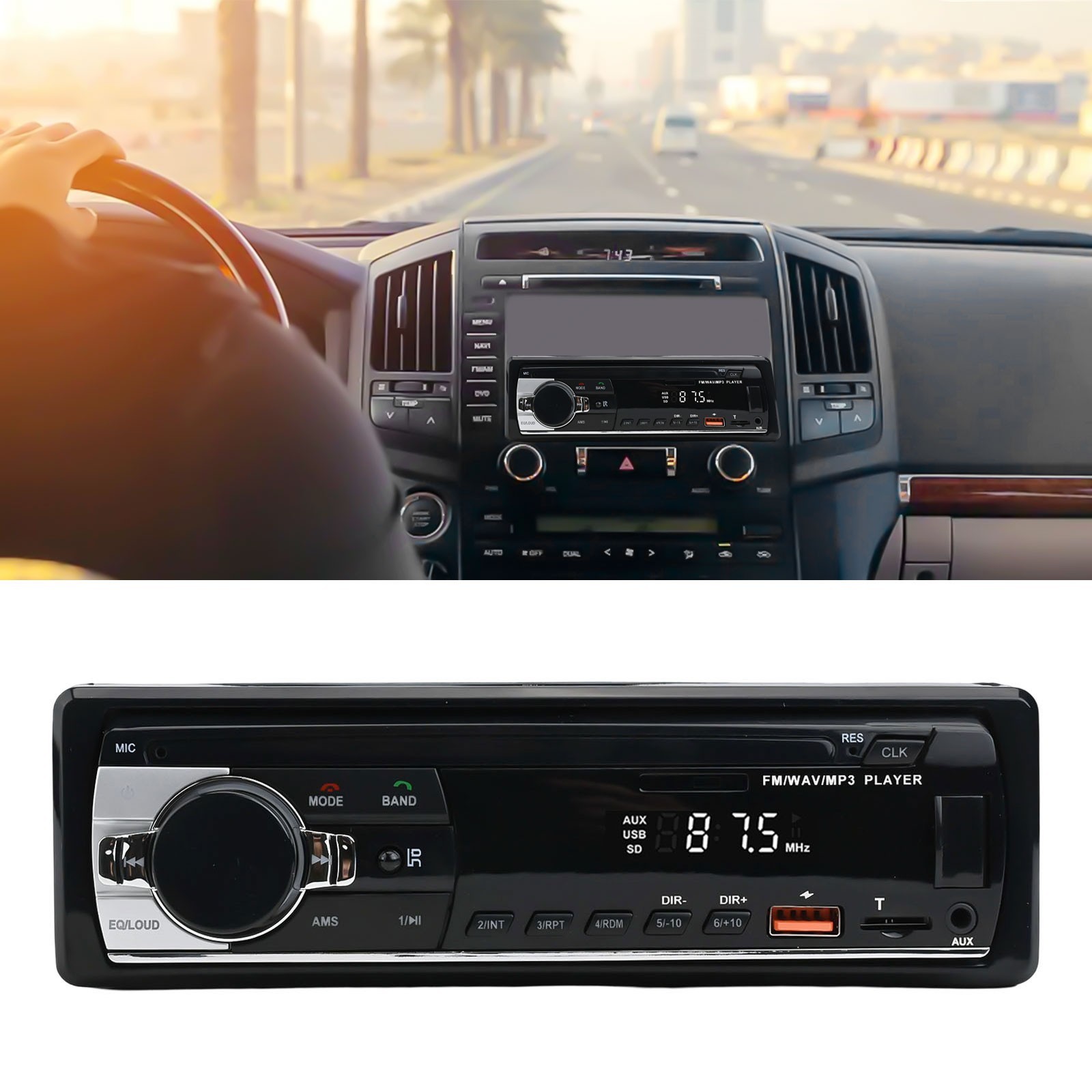 Sleek Black Design Powerful 60W Digital car for mp3 player features USB input