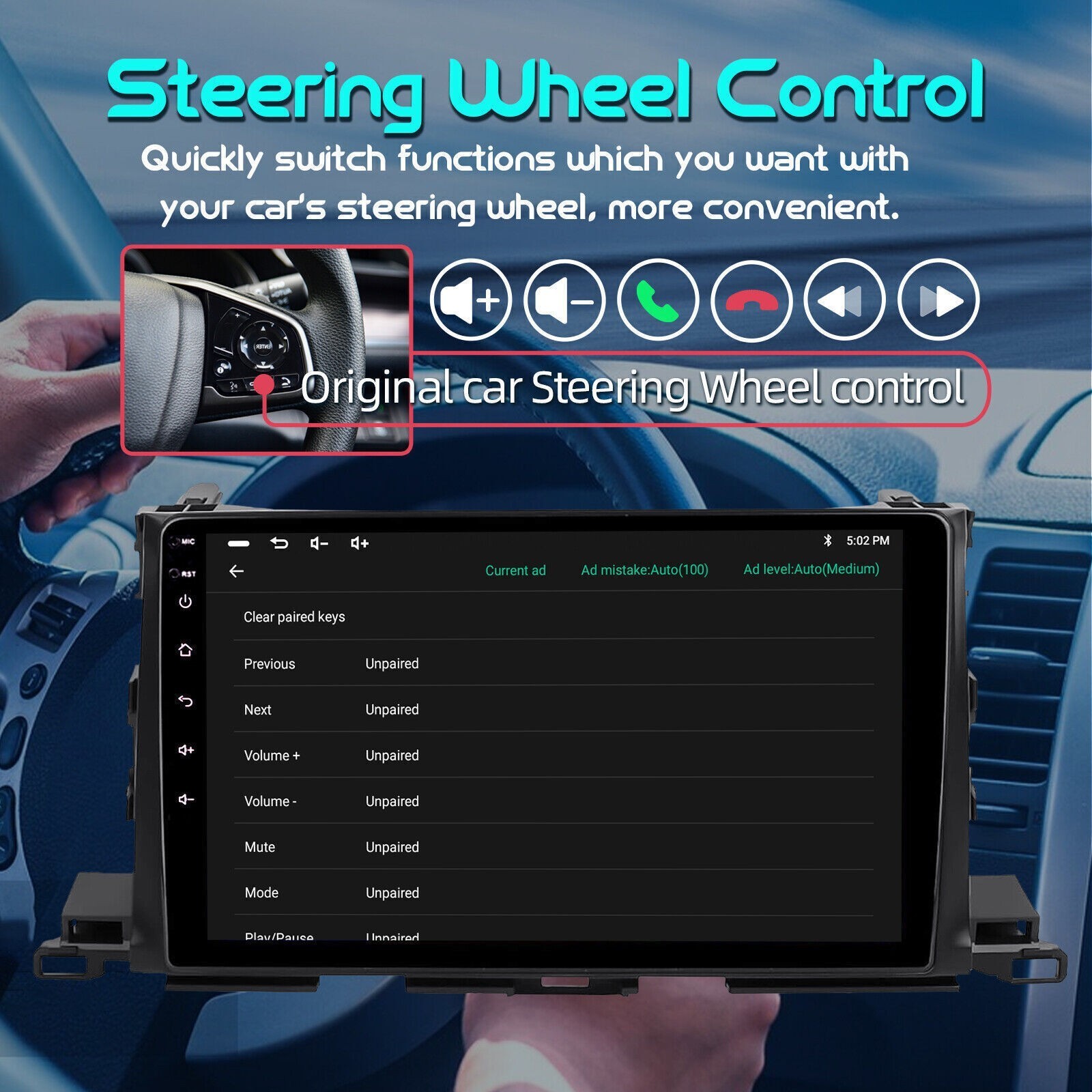Car Radio Stereo Carplay For 2014-2019 Toyota Highlander 4+64G 10in Media 4+64G