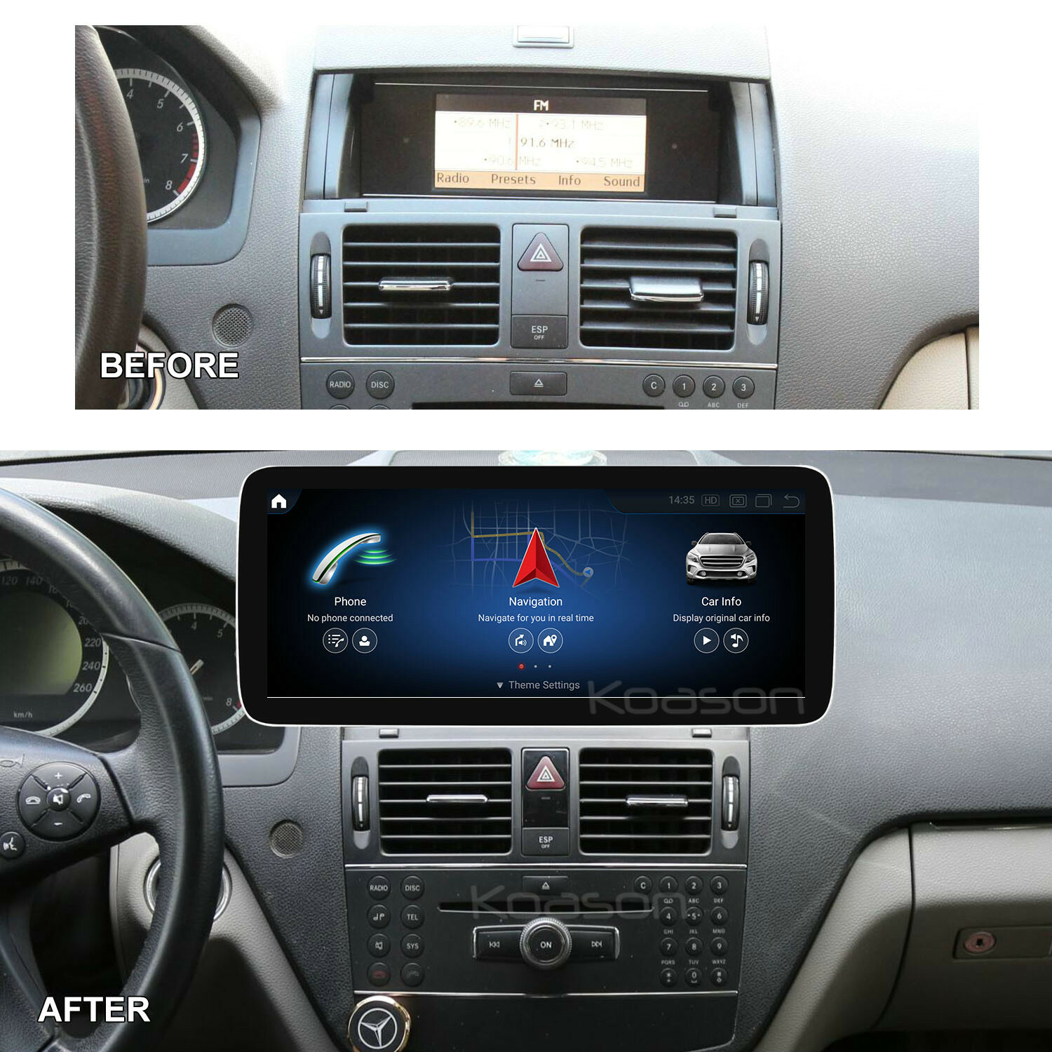 SMOONAVI 12.3” Mercedes Benz C W204 Screen 8+128G Android13 Carplay Autoradio