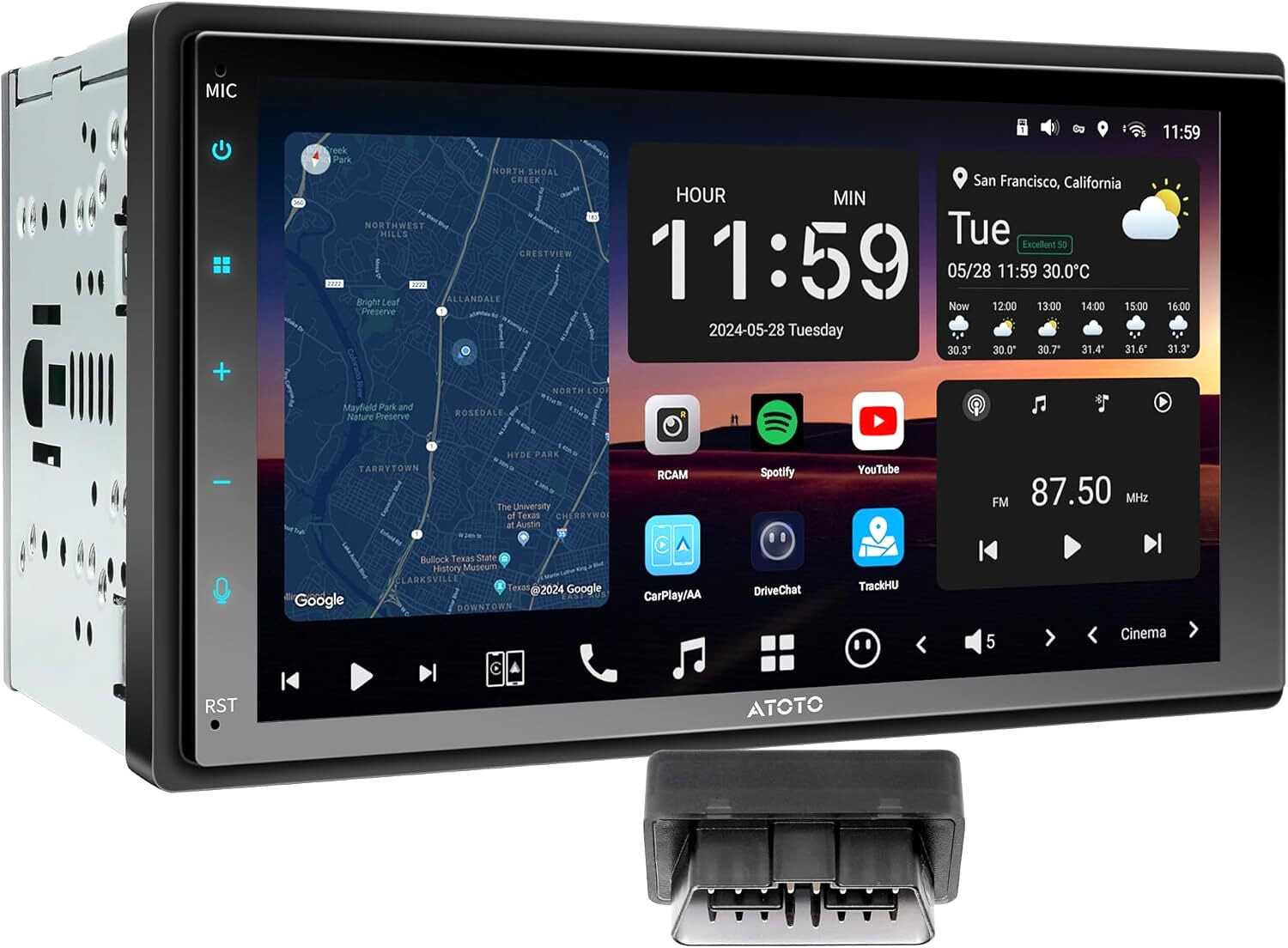 Wireless CarPlay/Android Auto Car Stereo 7″ QLED HD Touchscreen GPS, Wi-Fi 8+128