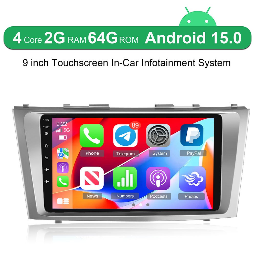 9 Inch For TOYOTA CAMRY 2007-2011 Apple Carplay Android 15 Car Stereo Radio SWC