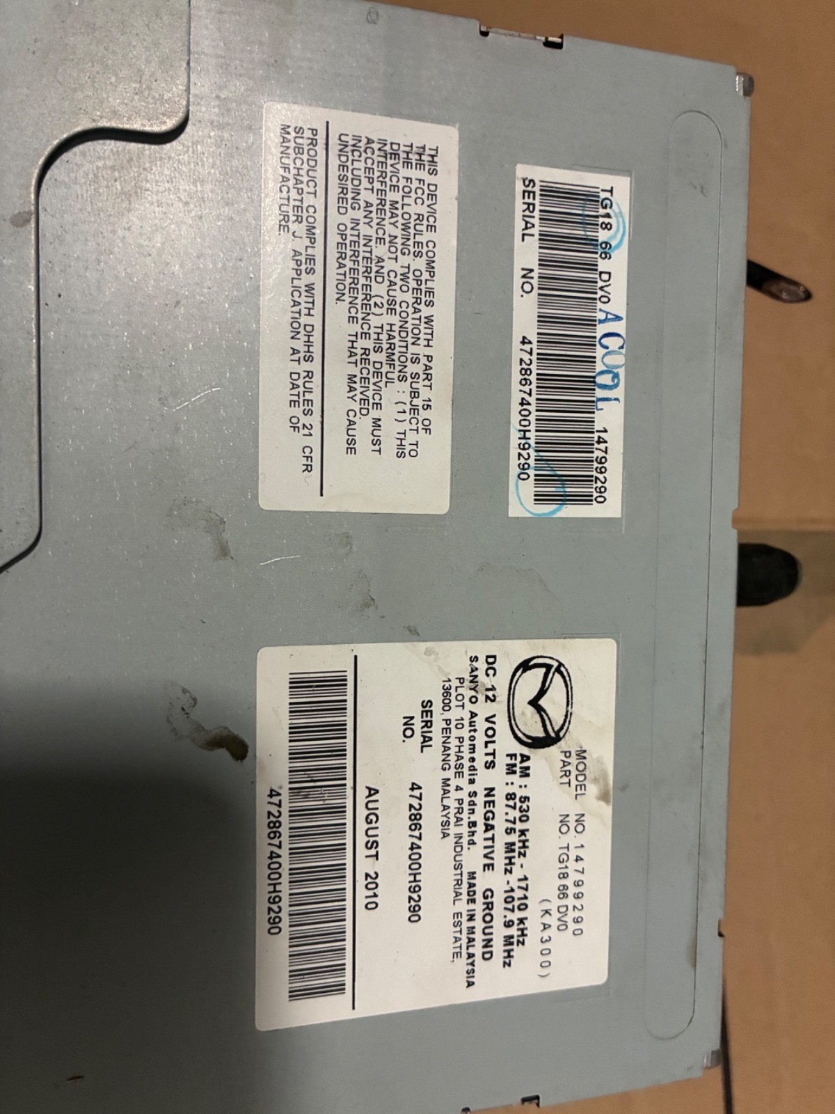 09-12 MAZDA CX-9 CX9 OEM NAVIGATION CD RADIO DISPLAY SCREEN TE9566DV0A J341