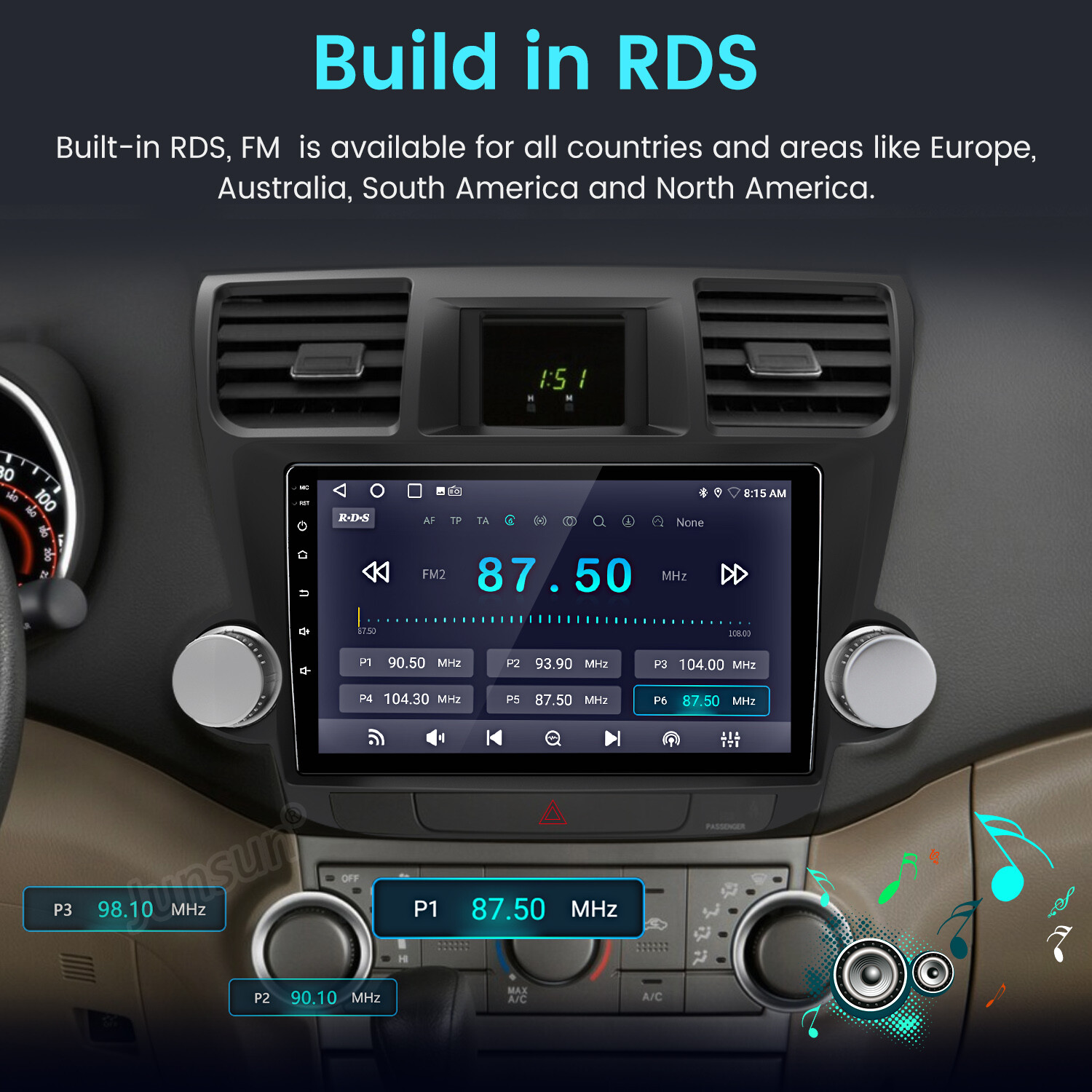 2+64GB Android 13 CarPlay Car Stereo Radio GPS for Toyota Highlander 2009-2013